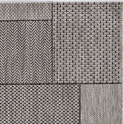 8'X11' Grey Machine Woven Uv Treated Geometric Indoor Outdoor Area Rug