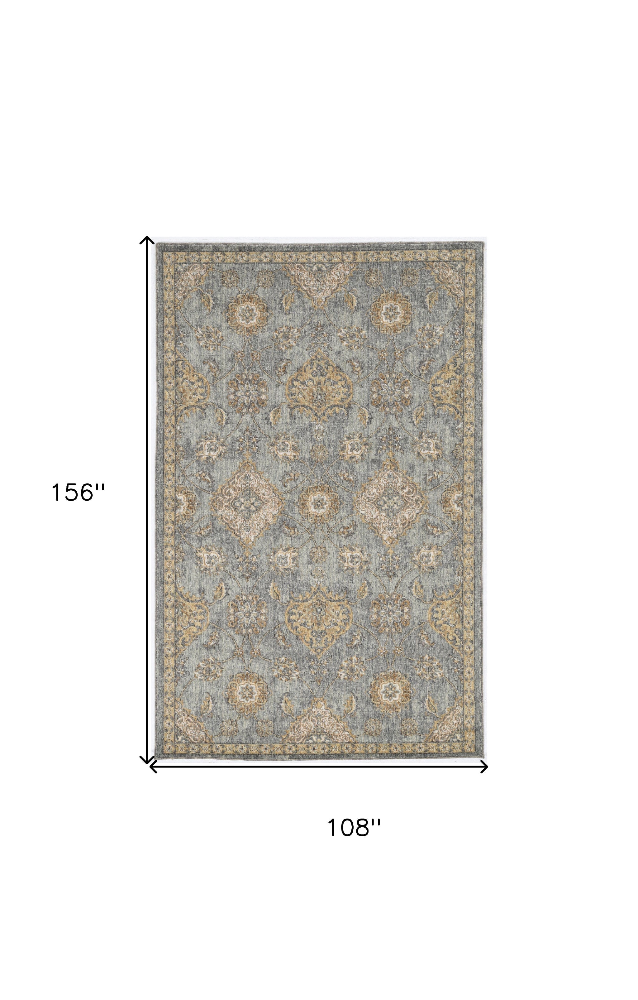 9'X13' Sage Green Machine Woven Vintage Traditional Indoor Area Rug