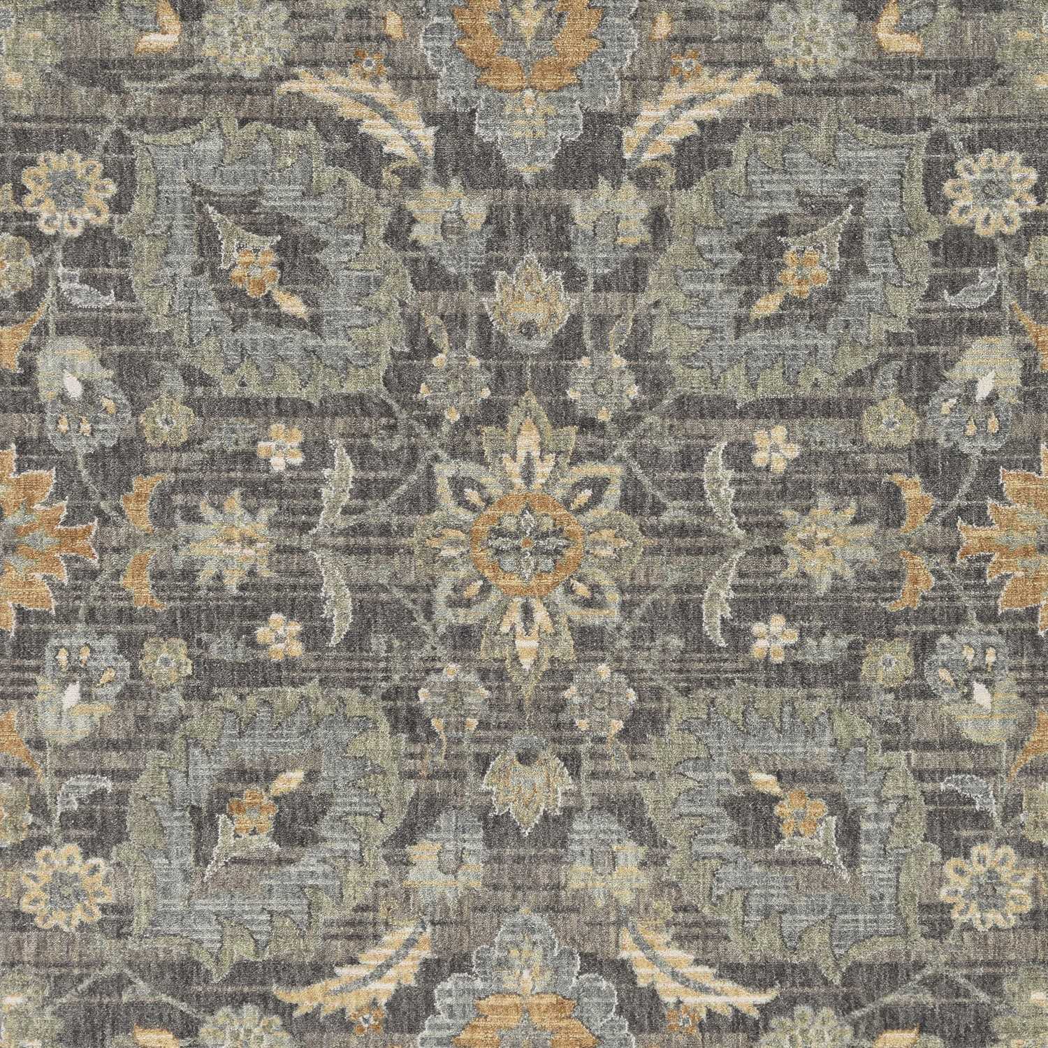 3' X 5' Taupe Floral Vine Bordered Wool Indoor Area Rug