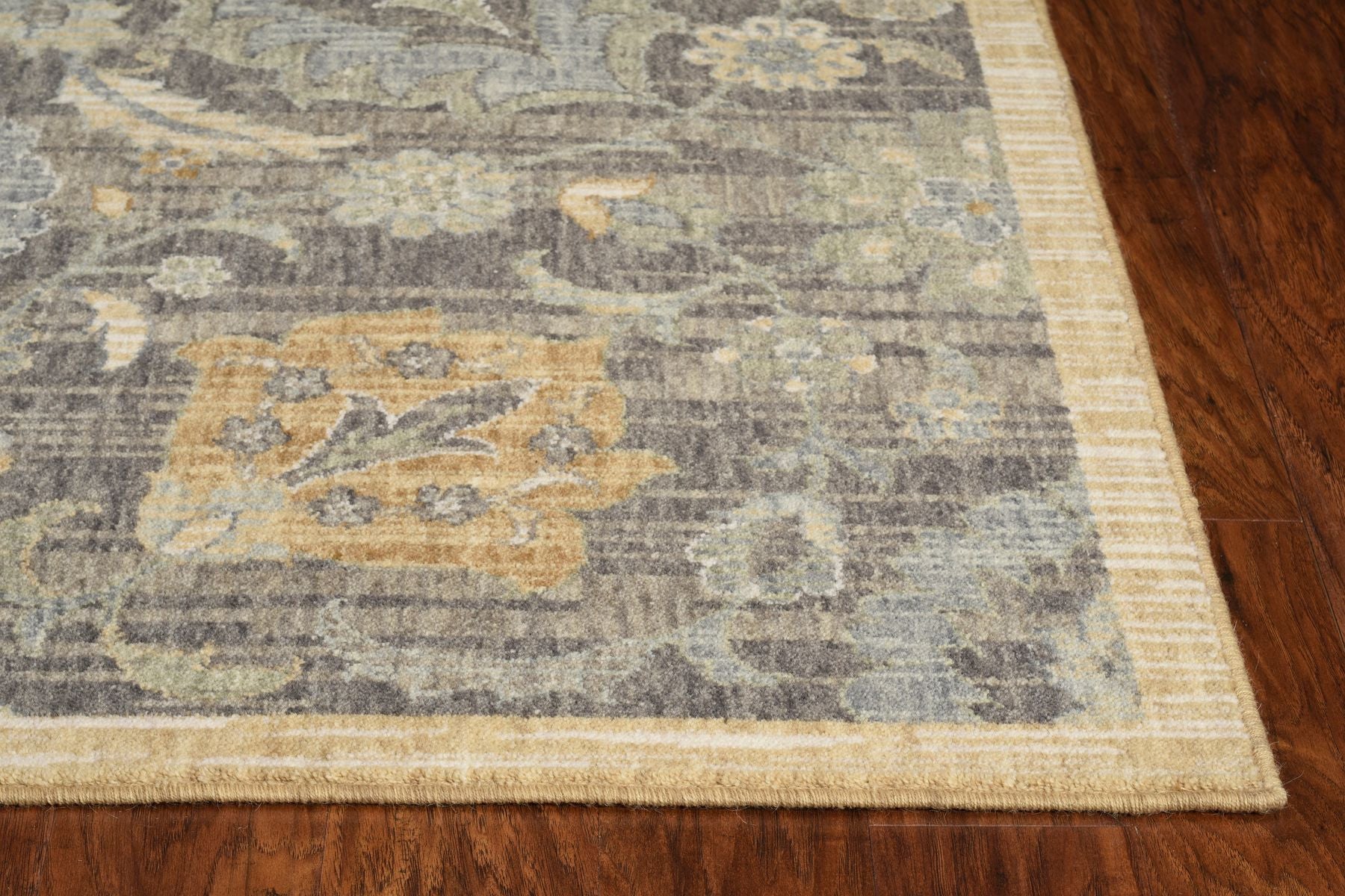 9'X13' Taupe Machine Woven Vintage Floral Traditional Indoor Area Rug