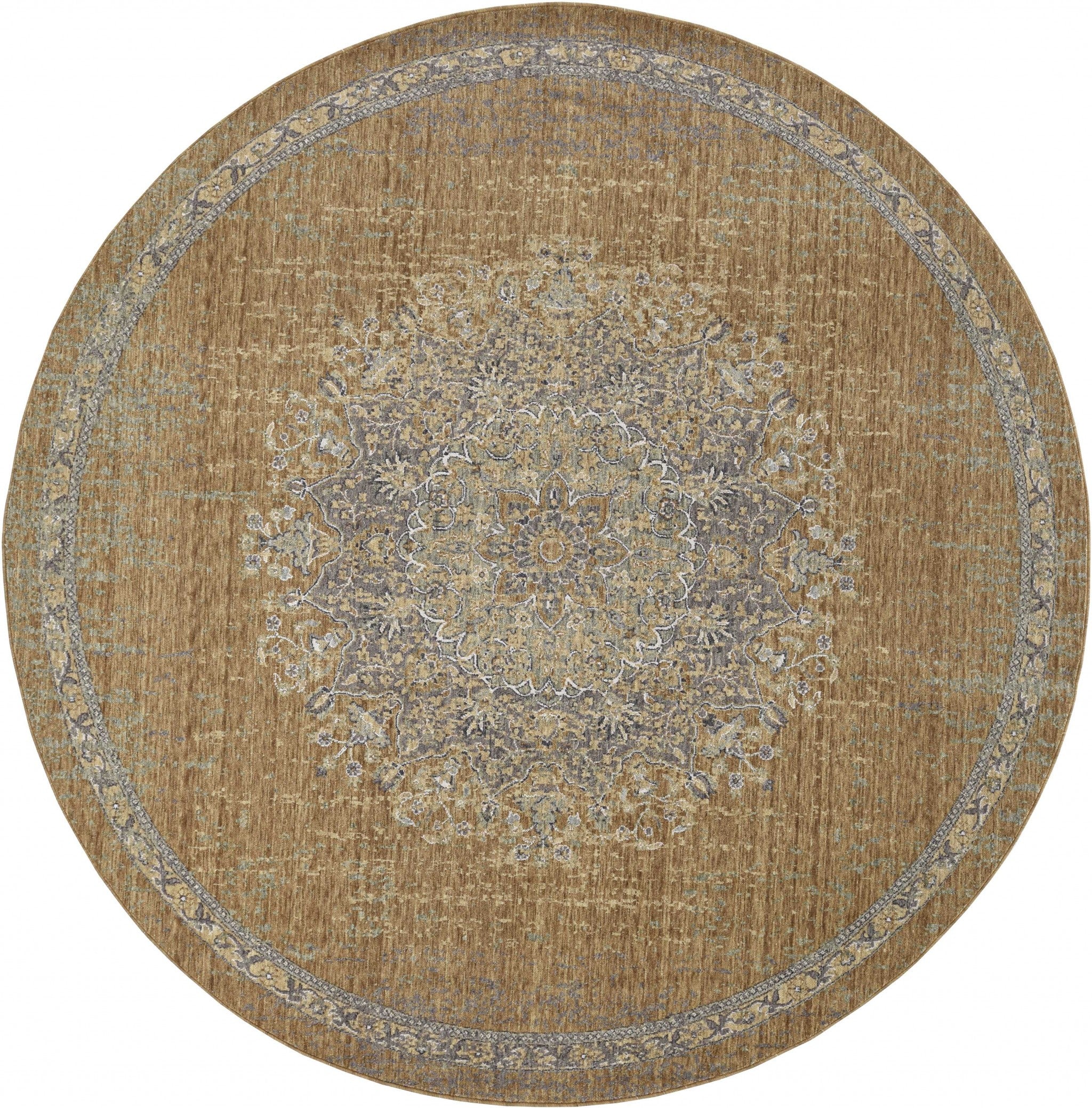 2' X 7' Coffee Vintage Medallion Bordered Wool Indoor Runner Rug