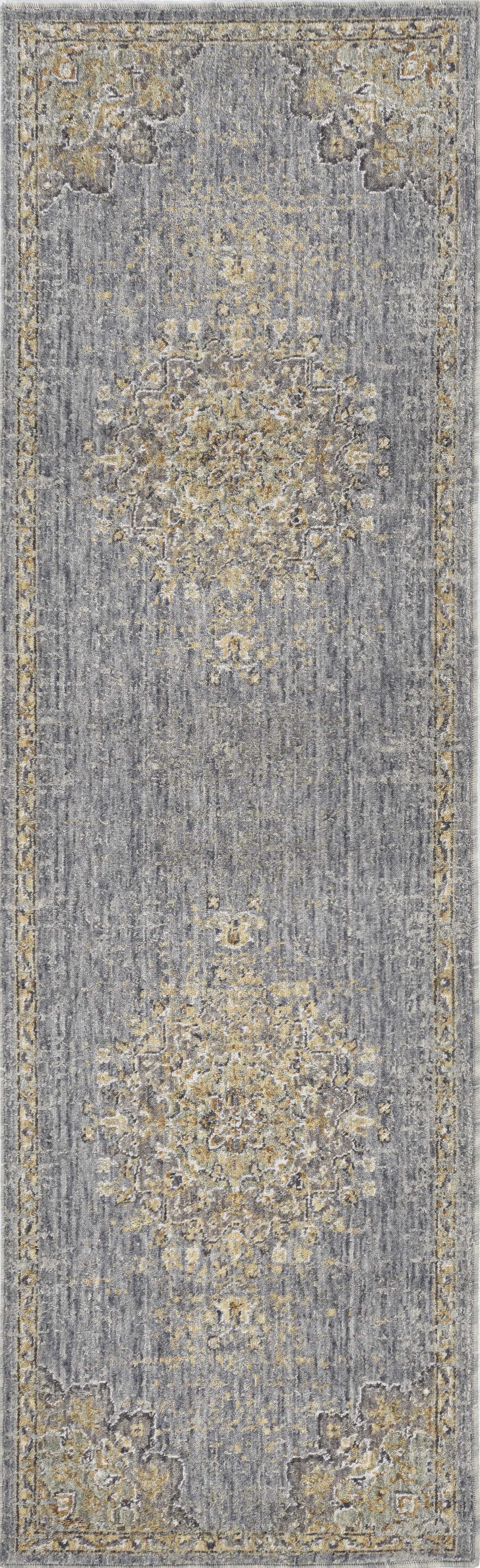 5'X8' Slate Grey Machine Woven Traditional Medallion Indoor Area Rug