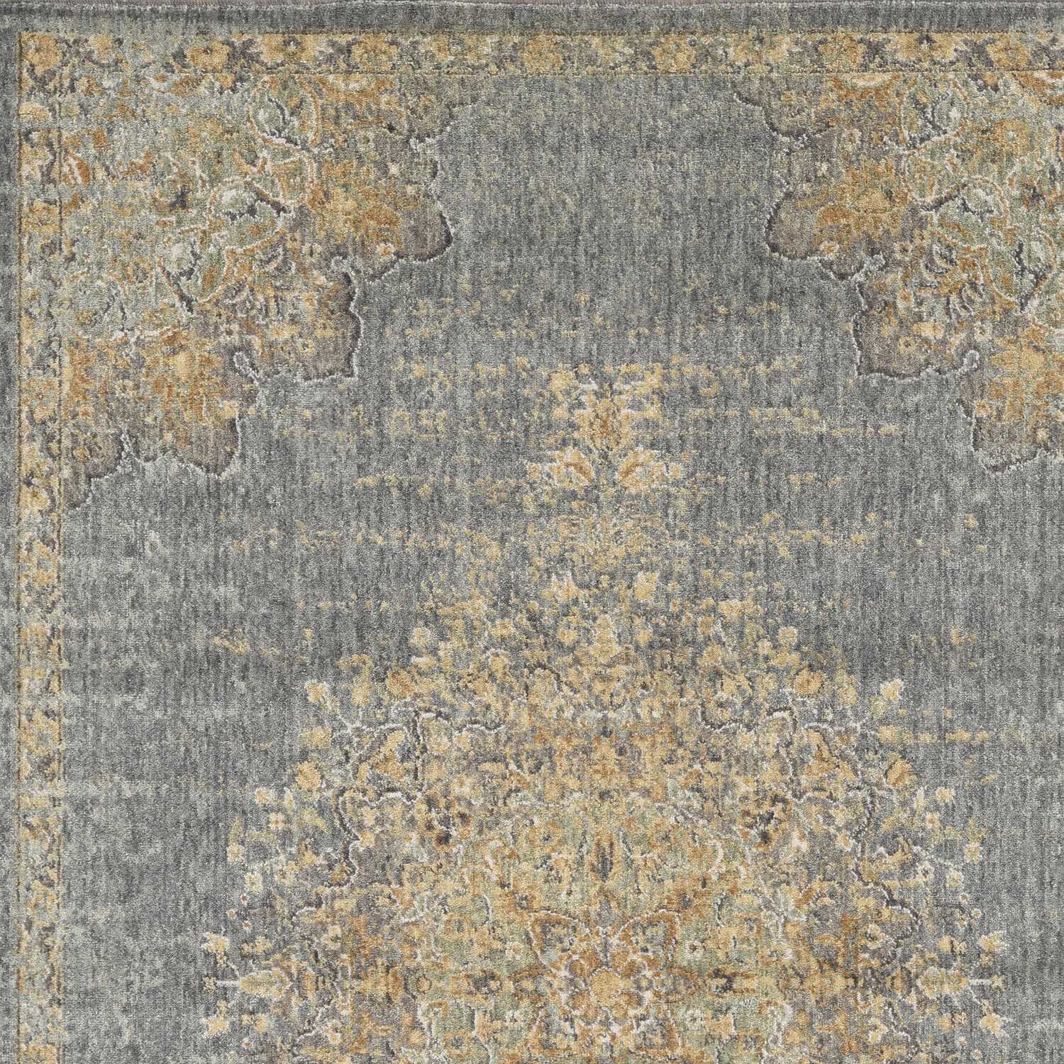 5'X8' Slate Grey Machine Woven Traditional Medallion Indoor Area Rug