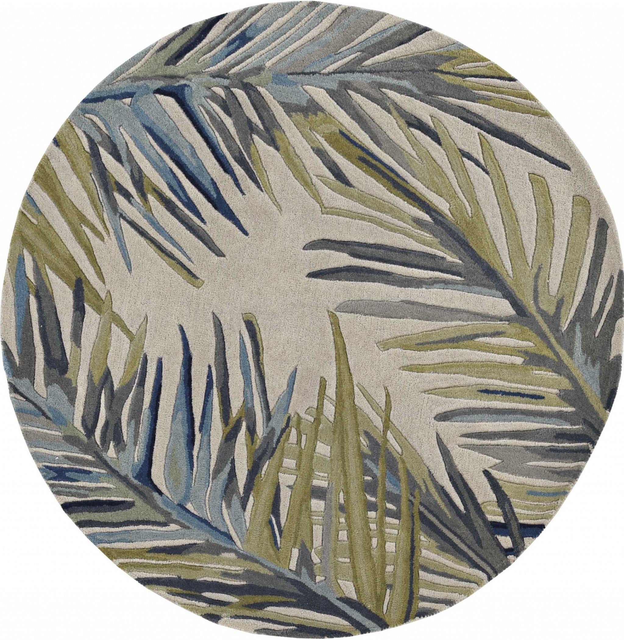 8'X10' Ivory Hand Tufted Tropical Palms Indoor Area Rug