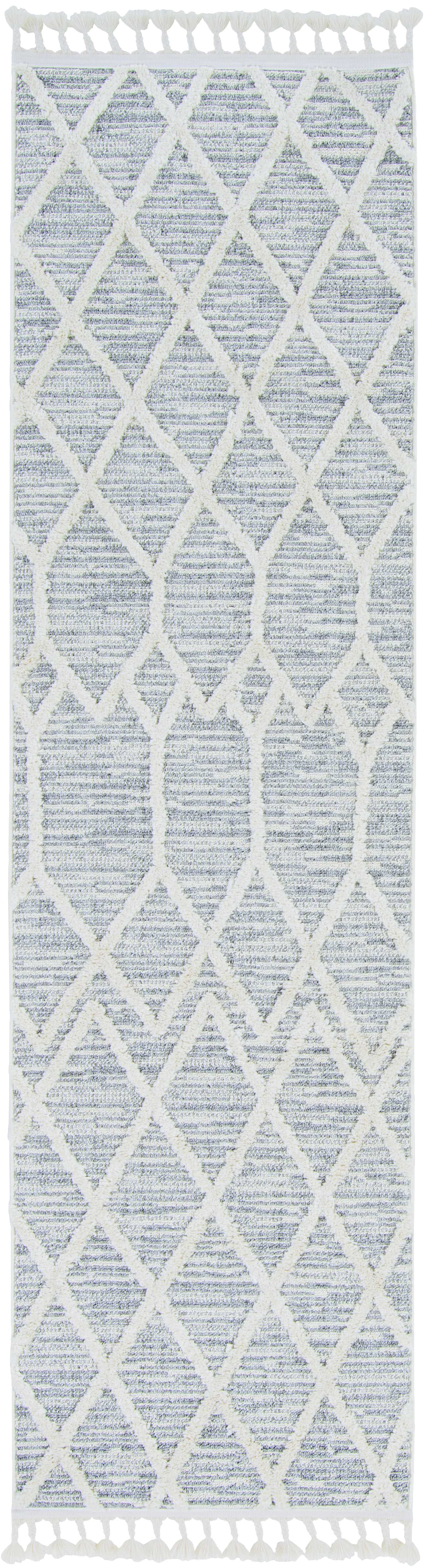 8'X11' Ivory Grey Machine Woven Geometric Indoor Area Rug