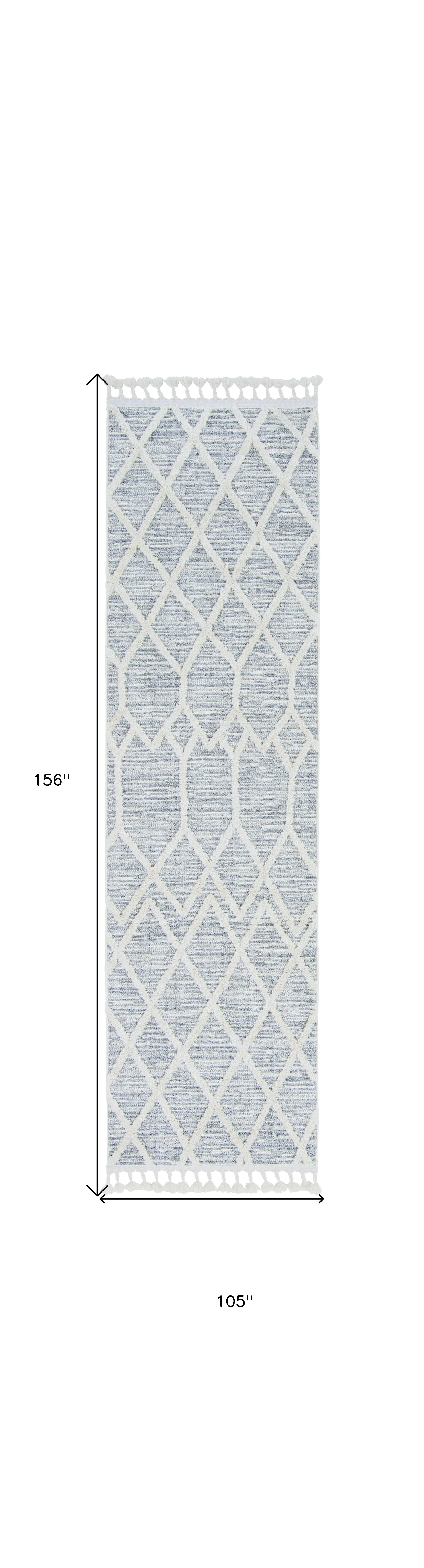 9'X13' Ivory Grey Machine Woven Geometric Indoor Area Rug