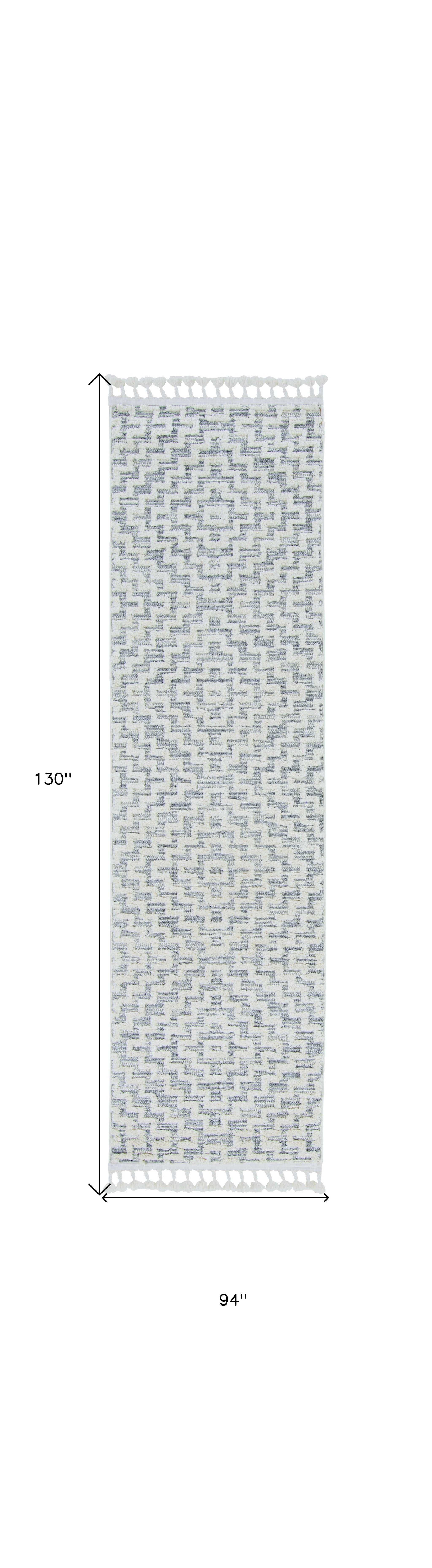 8'X11' Ivory Grey Machine Woven Diamond Geometric Indoor Area Rug