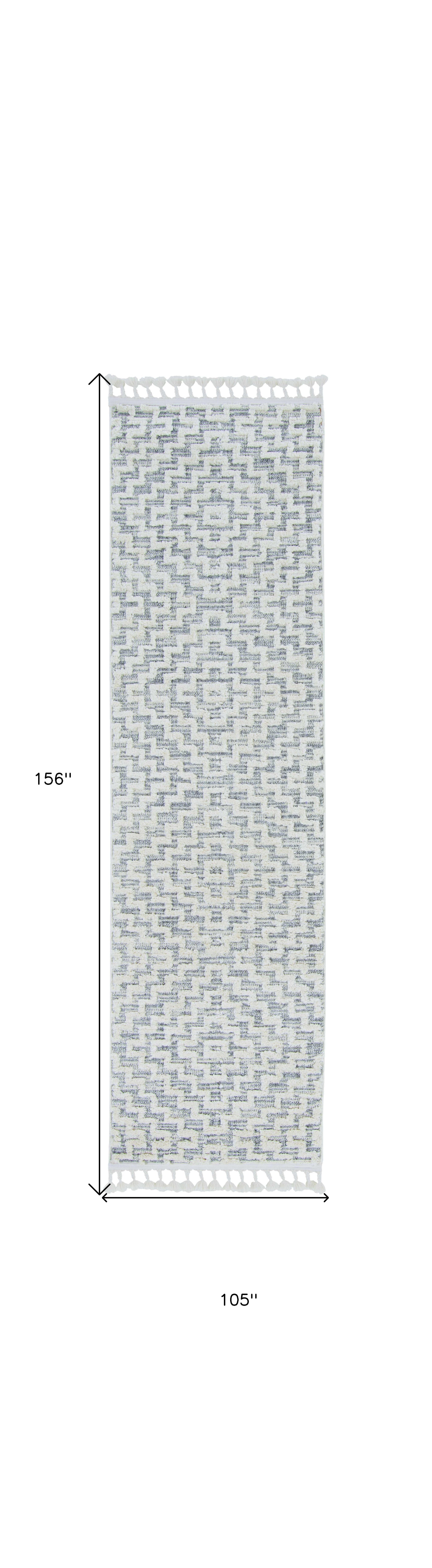 105 X 156 Ivory  Grey Polyester Rug