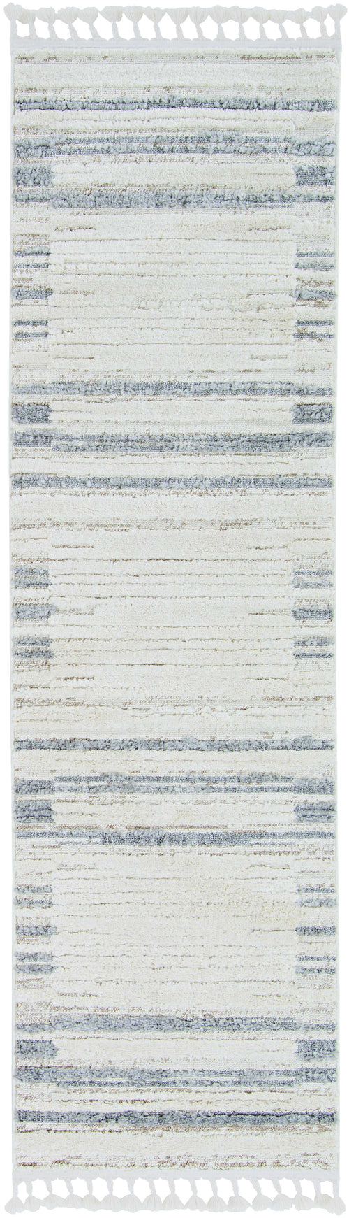 5' X 8' Ivory Or Grey Abstract Brushstrokes Indoor Area Rug With Fringe