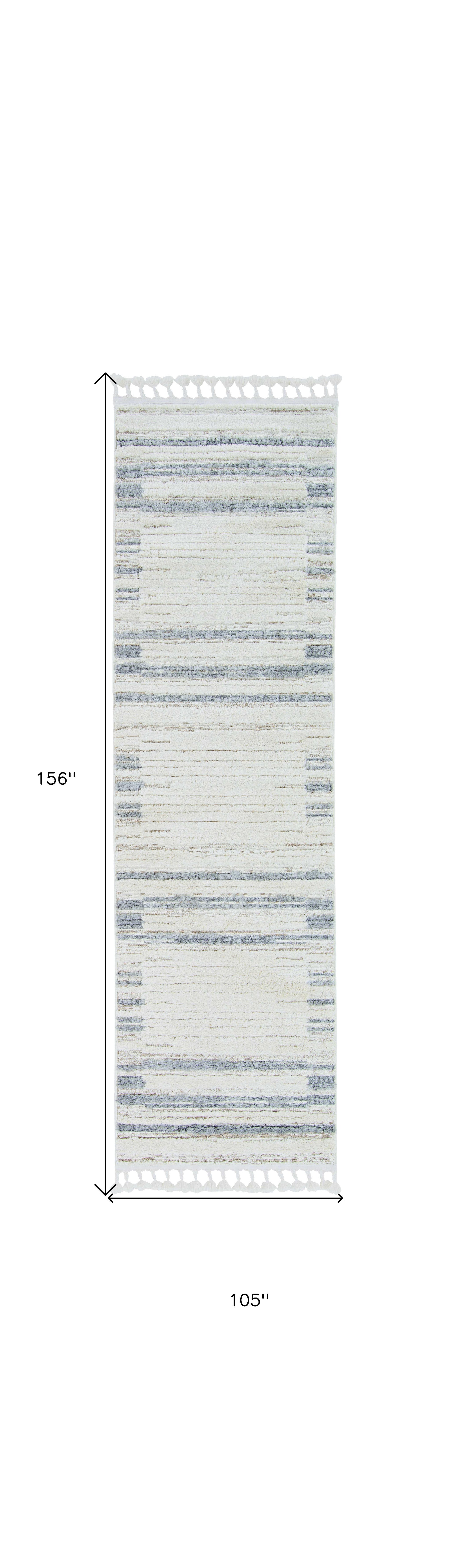 9'X13' Ivory Grey Machine Woven Abstract Color Block Indoor Area Rug