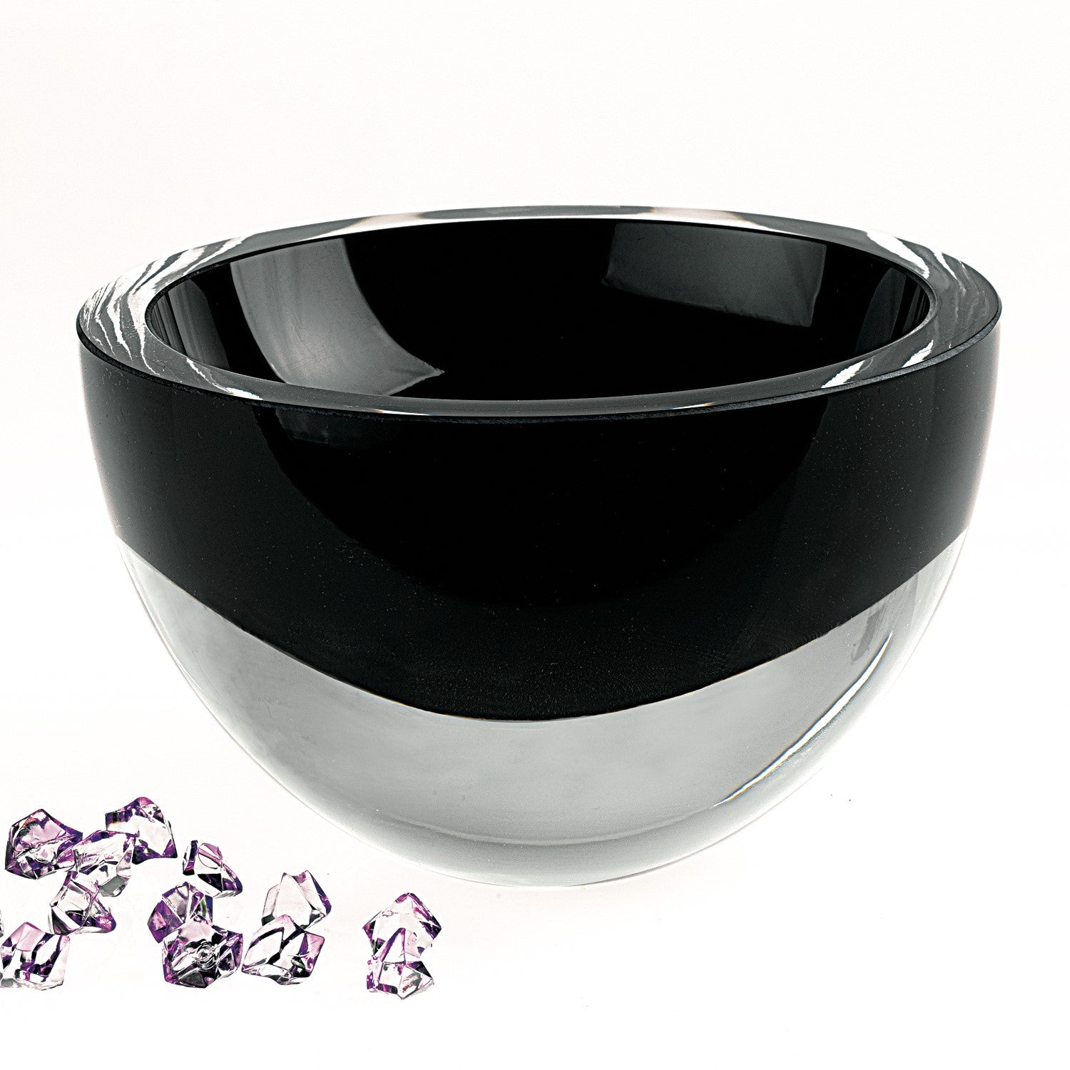 6 Mouth Blown Crystal European Made Lead Free Jet Black Bowl