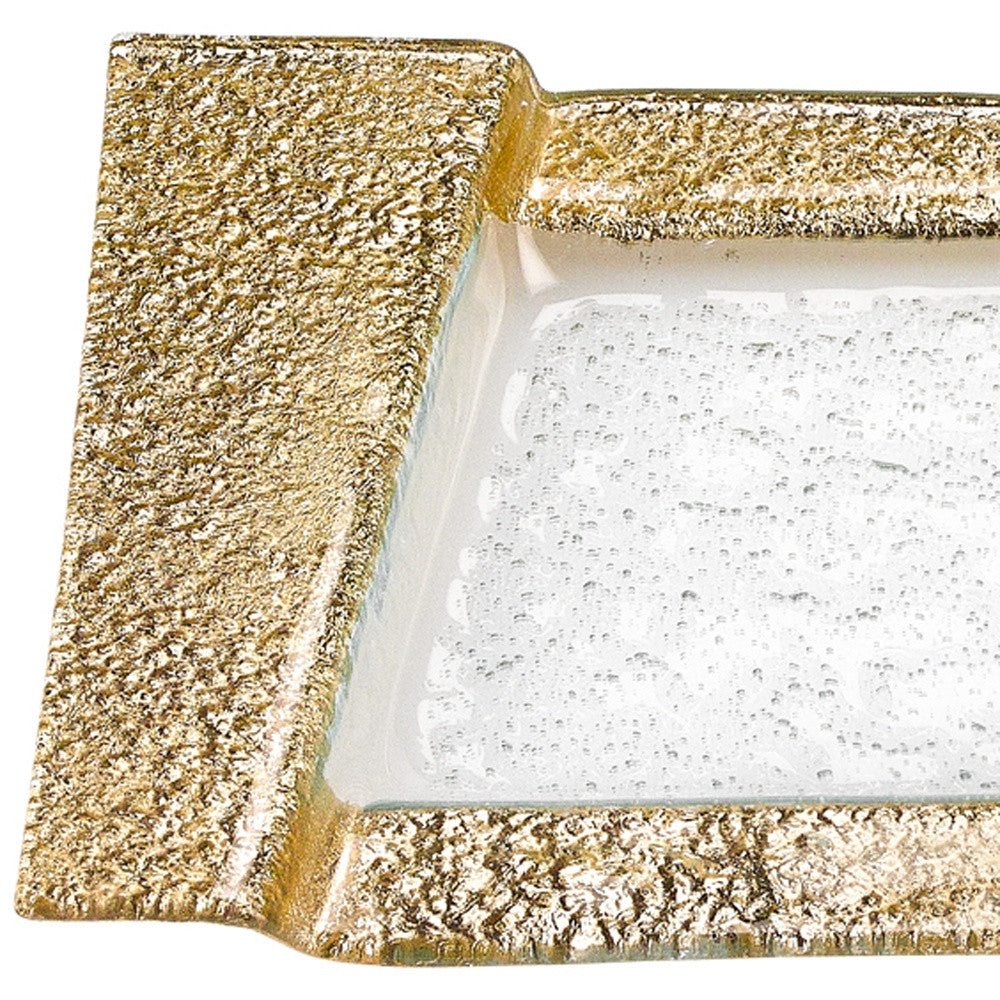 13" Handcrafted Gold Snack Or Vanity Tray