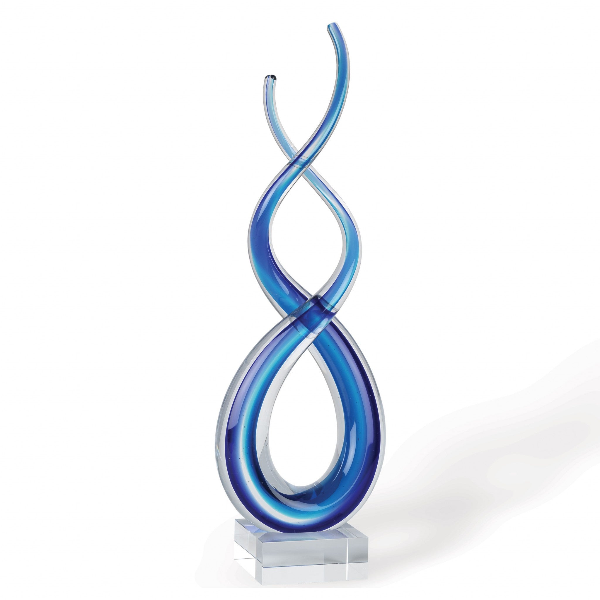 9 Blue Art Glass Centerpiece