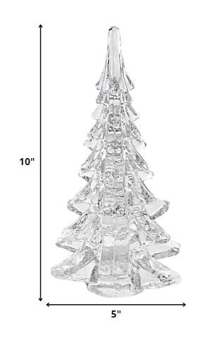 10" Mouth Blown Clear Glass Christmas Tree Sculpture