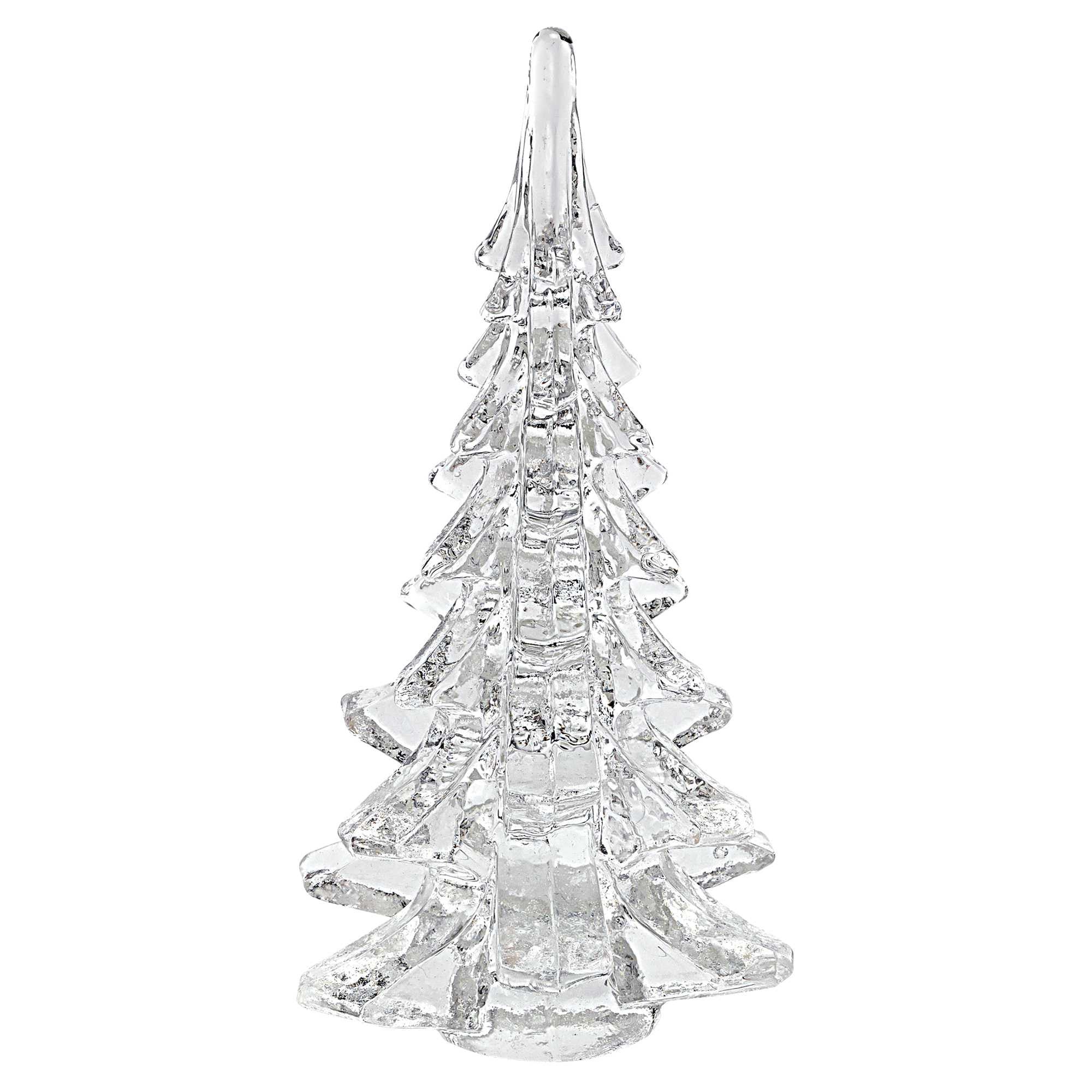 10" Mouth Blown Clear Glass Christmas Tree Sculpture