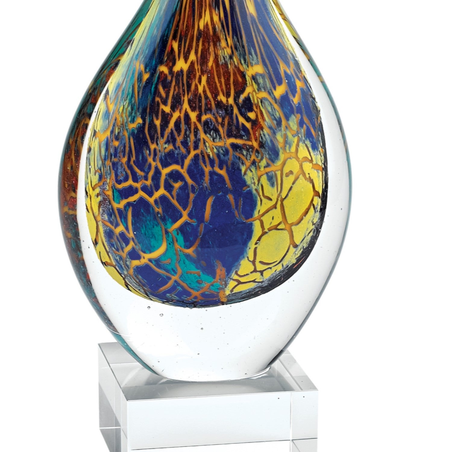 12 Multicolor Art Glass Teardrop On Crystal Base