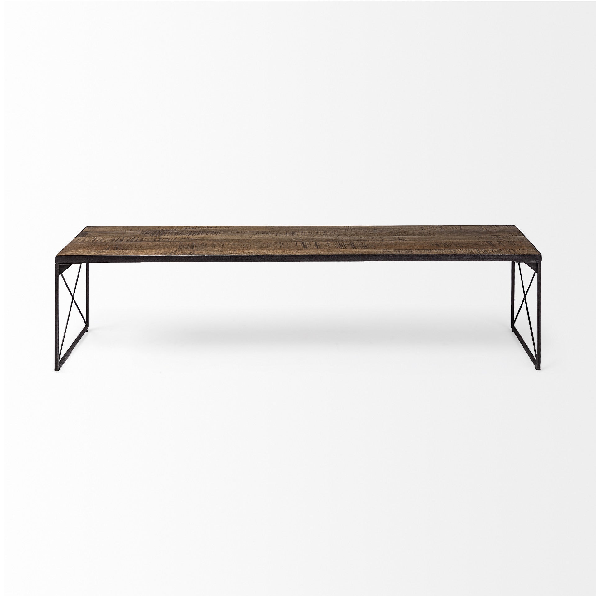 Rectangular Mango Woodmedium Brown Top And Black Iron Base Accent Bench