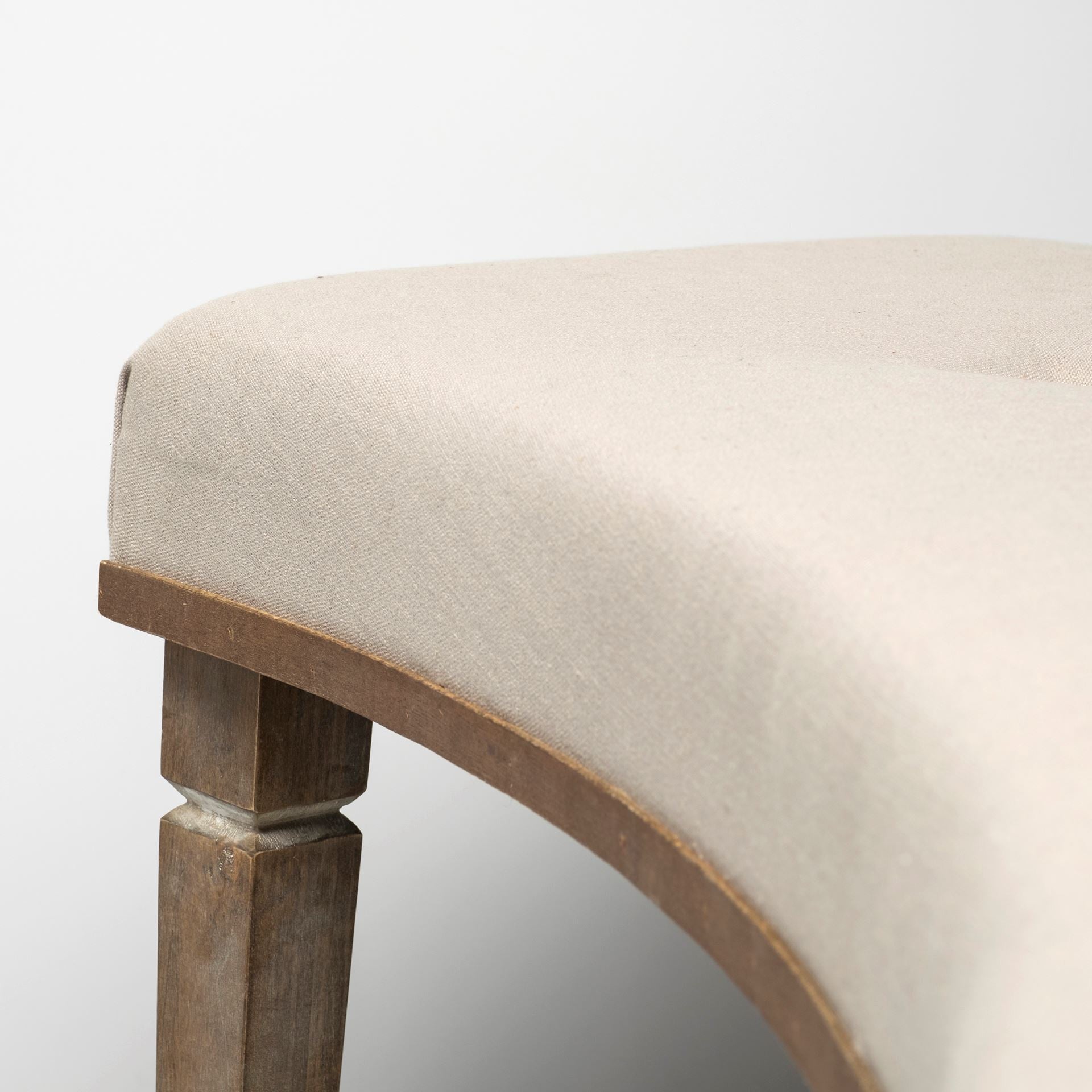 20" Beige And Brown Upholstered Polyester Blend Bench