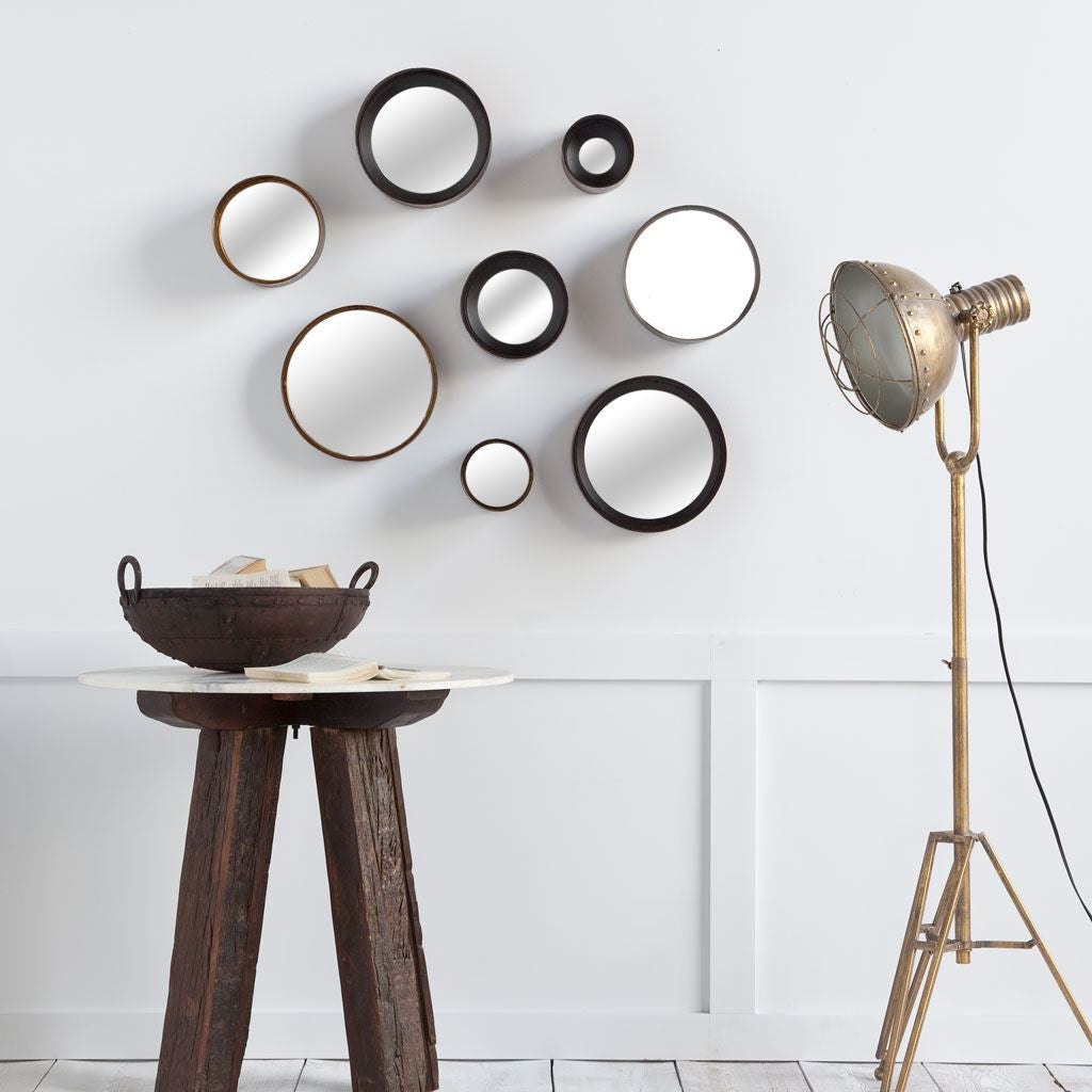 Set Of 8 Brown Metal Wall Mirrors