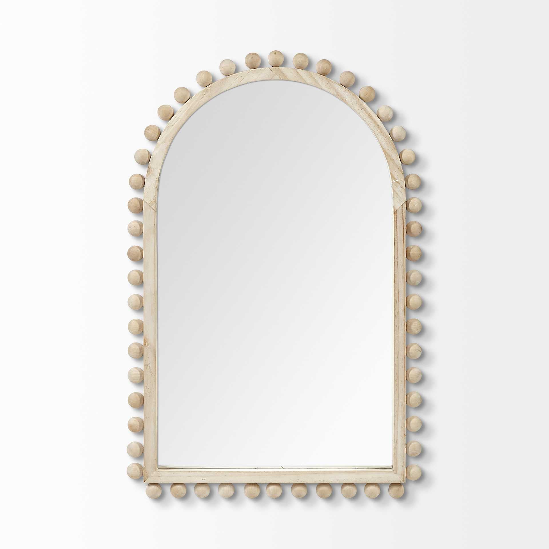 Arch Natural Wood Frame Wall Mirror