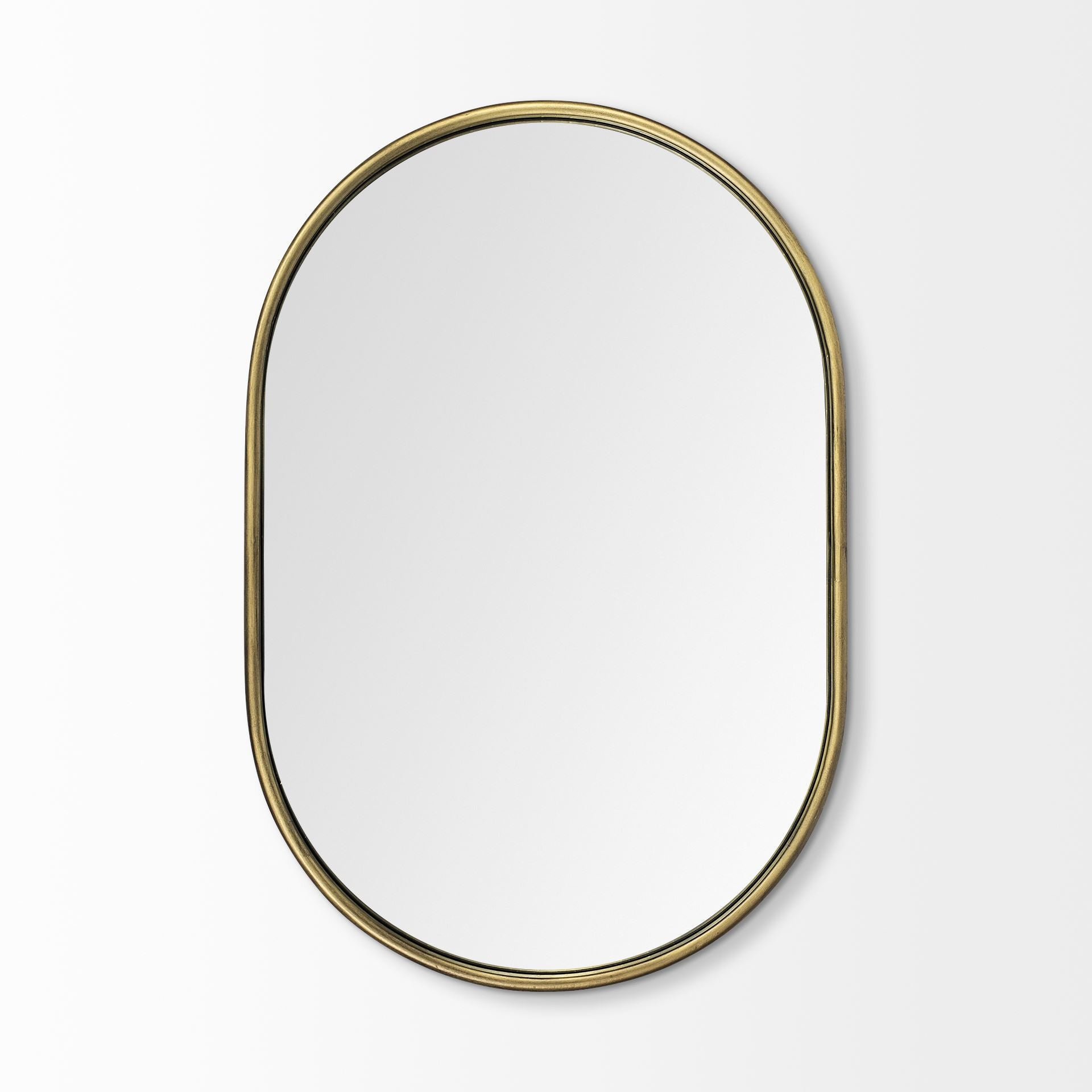 Gold Oval Accent Metal Mirror