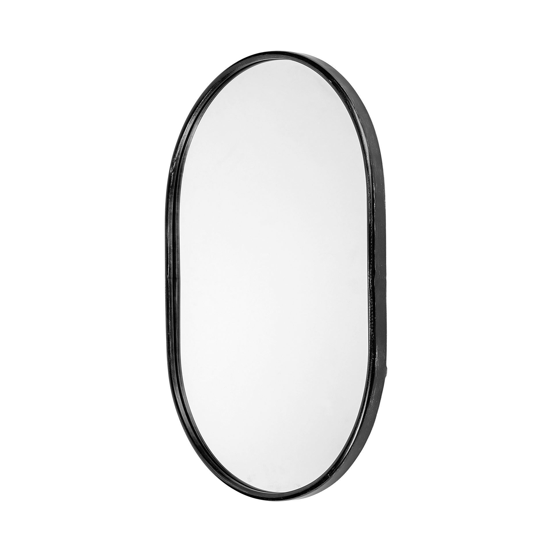 Black Oval Accent Metal Mirror