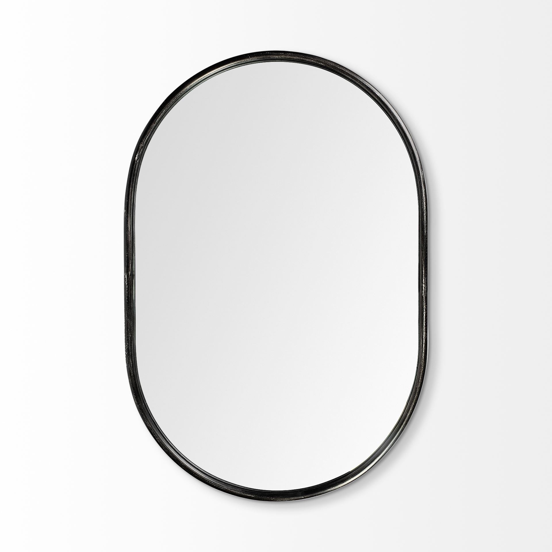 Black Oval Accent Metal Mirror