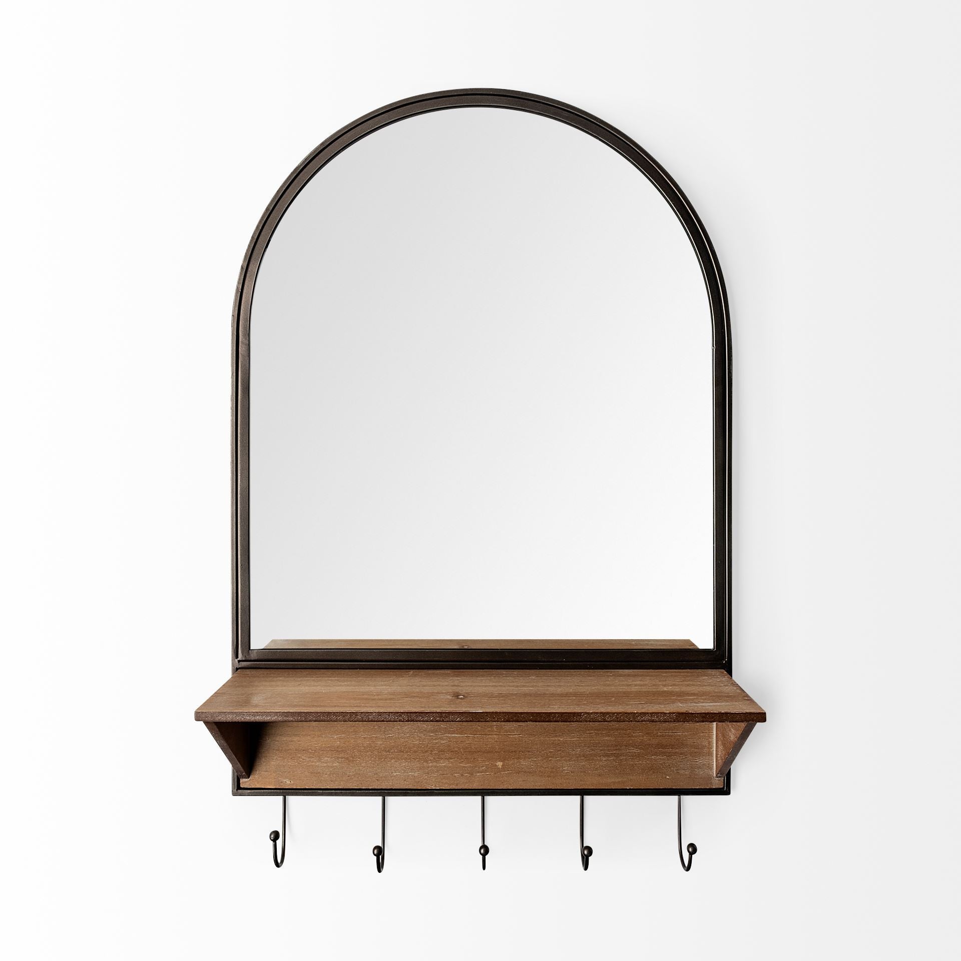 Arch Wood And Metal Frame Wall Mirror