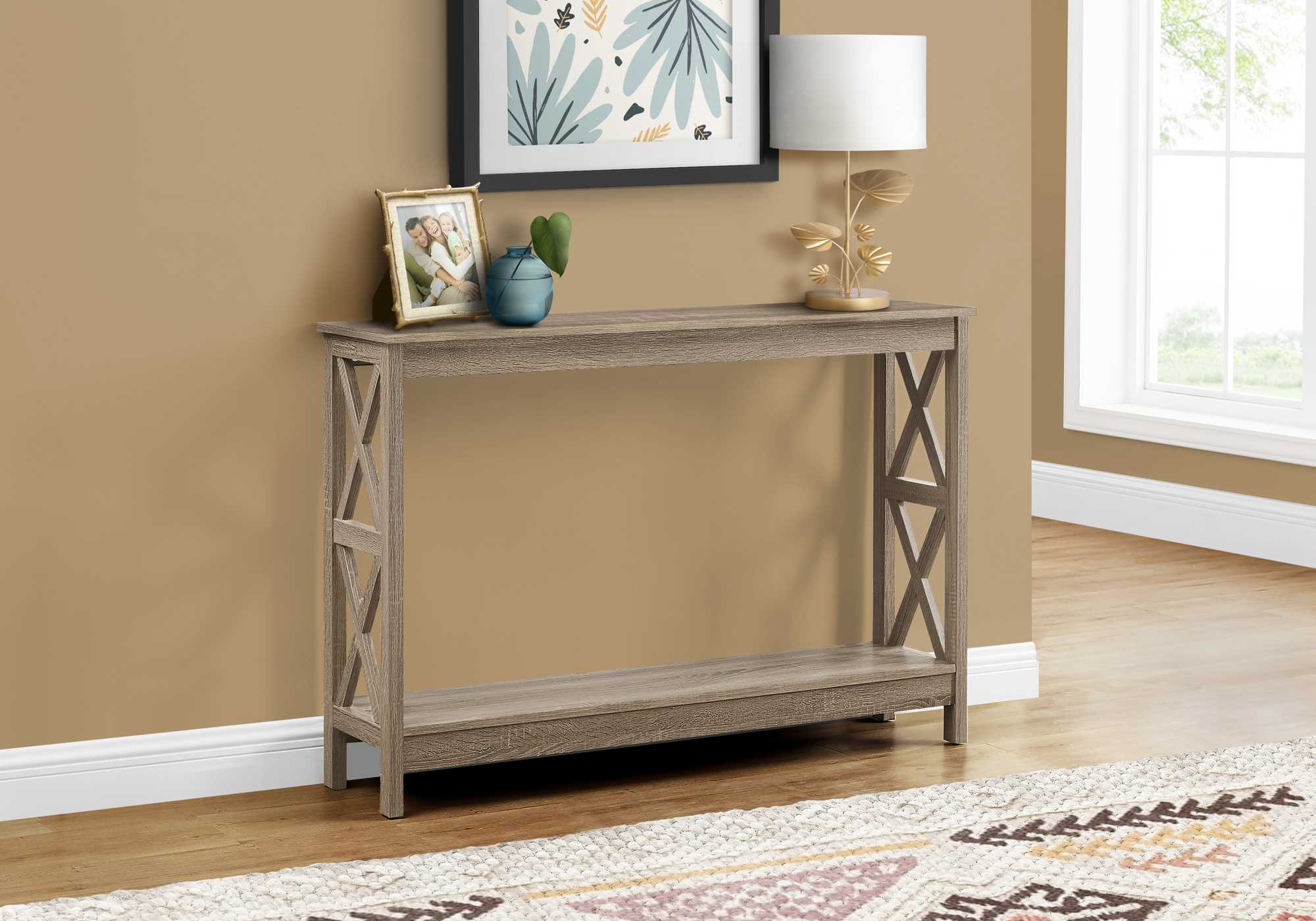 47" Taupe Console Table With Storage