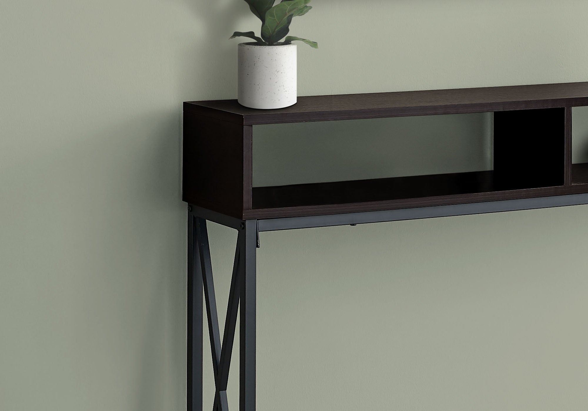 47" Brown And Black Frame Console Table With Storage