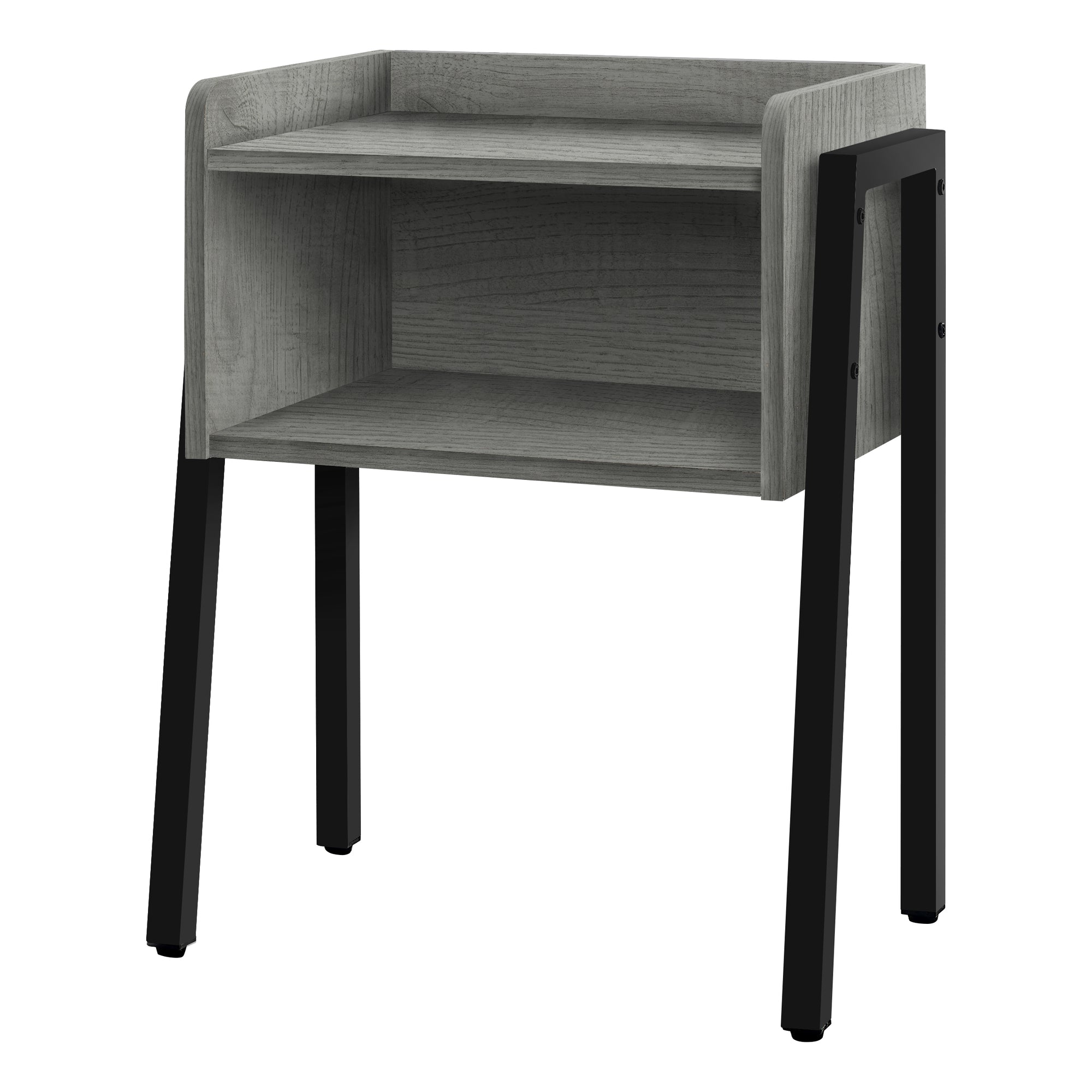 23" Rectangular Grey And Black Metal Accent Table