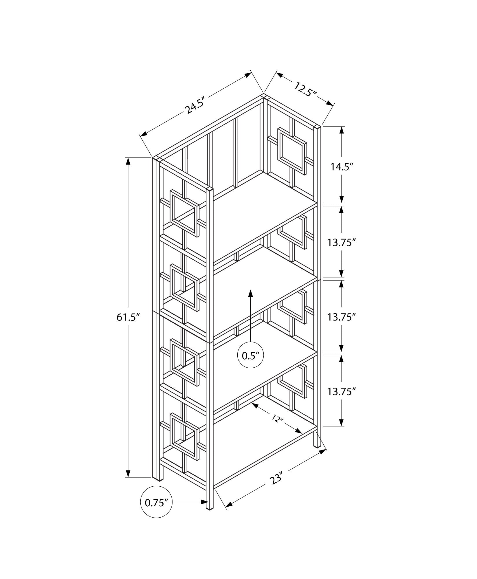 62" 4 Tier Bookcase Espressowithblack Metal Etagere