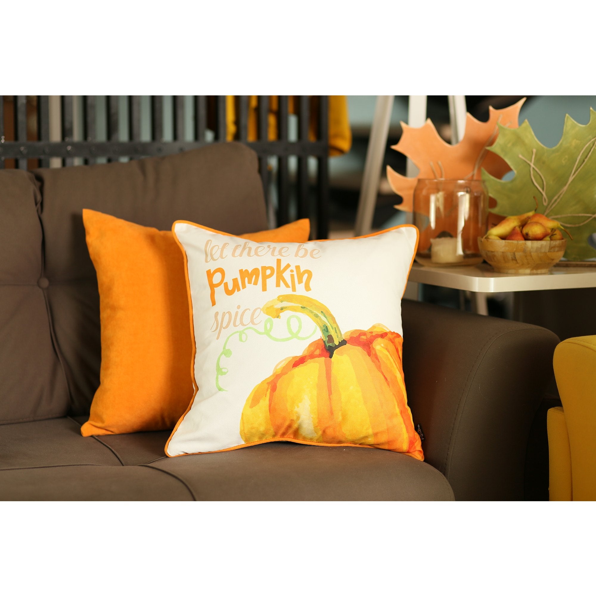 Set Of 2 18"  Fall Season Pumpkin Pie Throw Pillow Cover In Multicolor