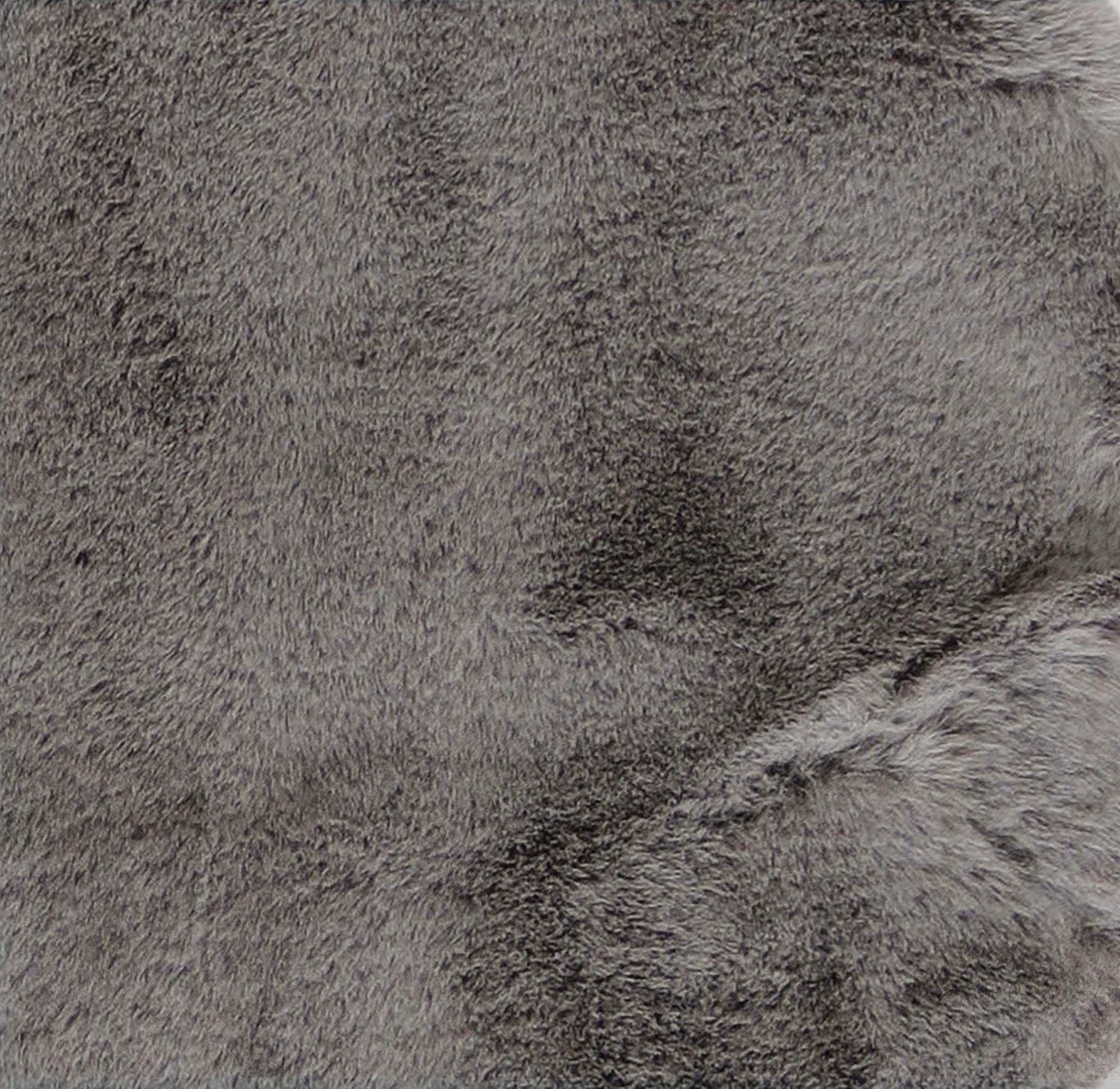 Luxe Faux Rabbit Fur Rectangular Rug 5' X 8'   - Grey