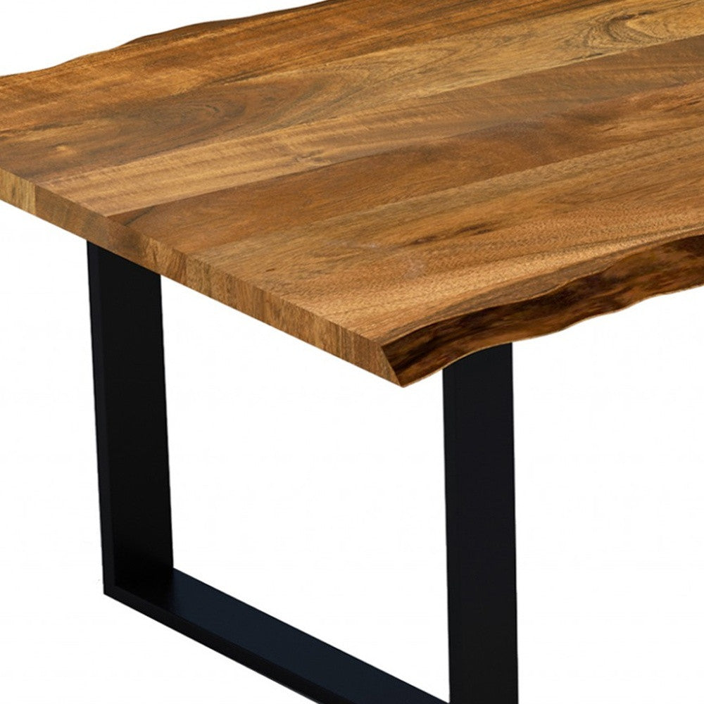 63" Brown And Black Solid Wood Dining Table