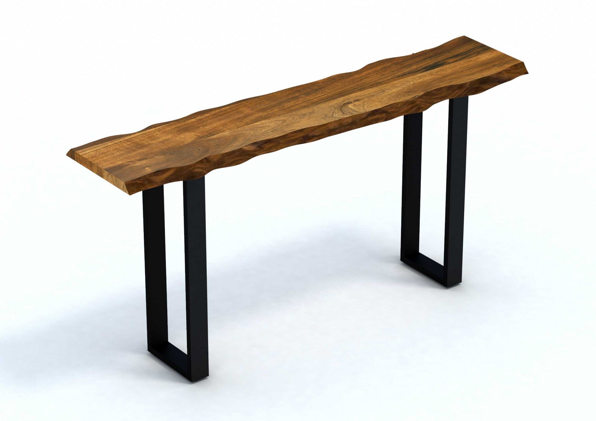 Live Edge Acacia Wood Console Table With Black Metal Legs