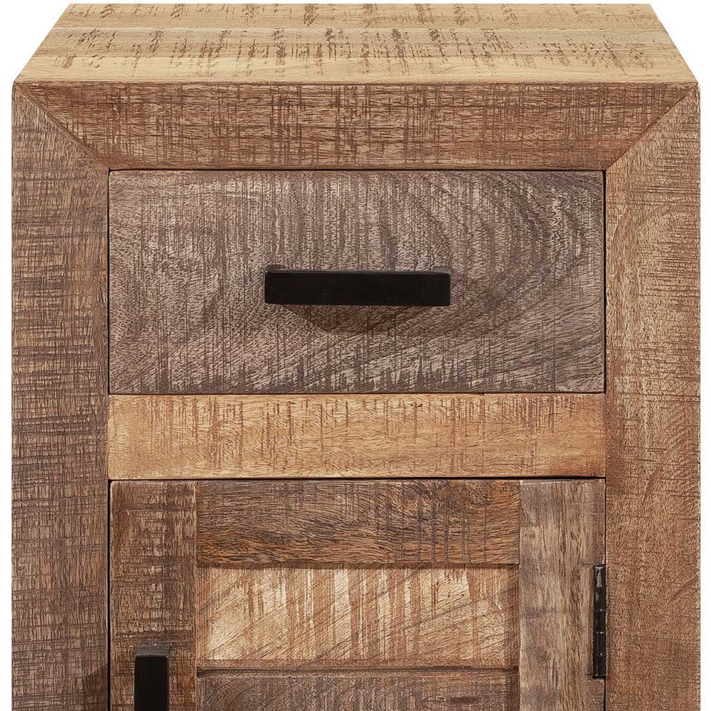 26" Brown Solid Wood End Table With Drawer