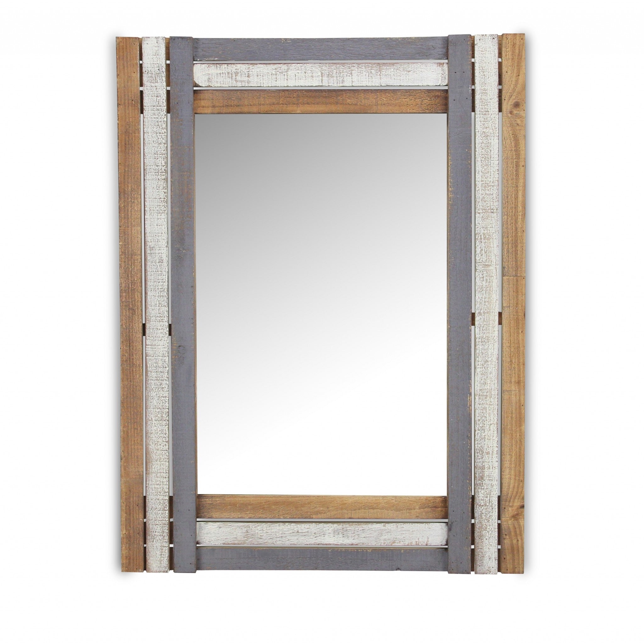 Rectangular Multicolored Wood Framed Mirror