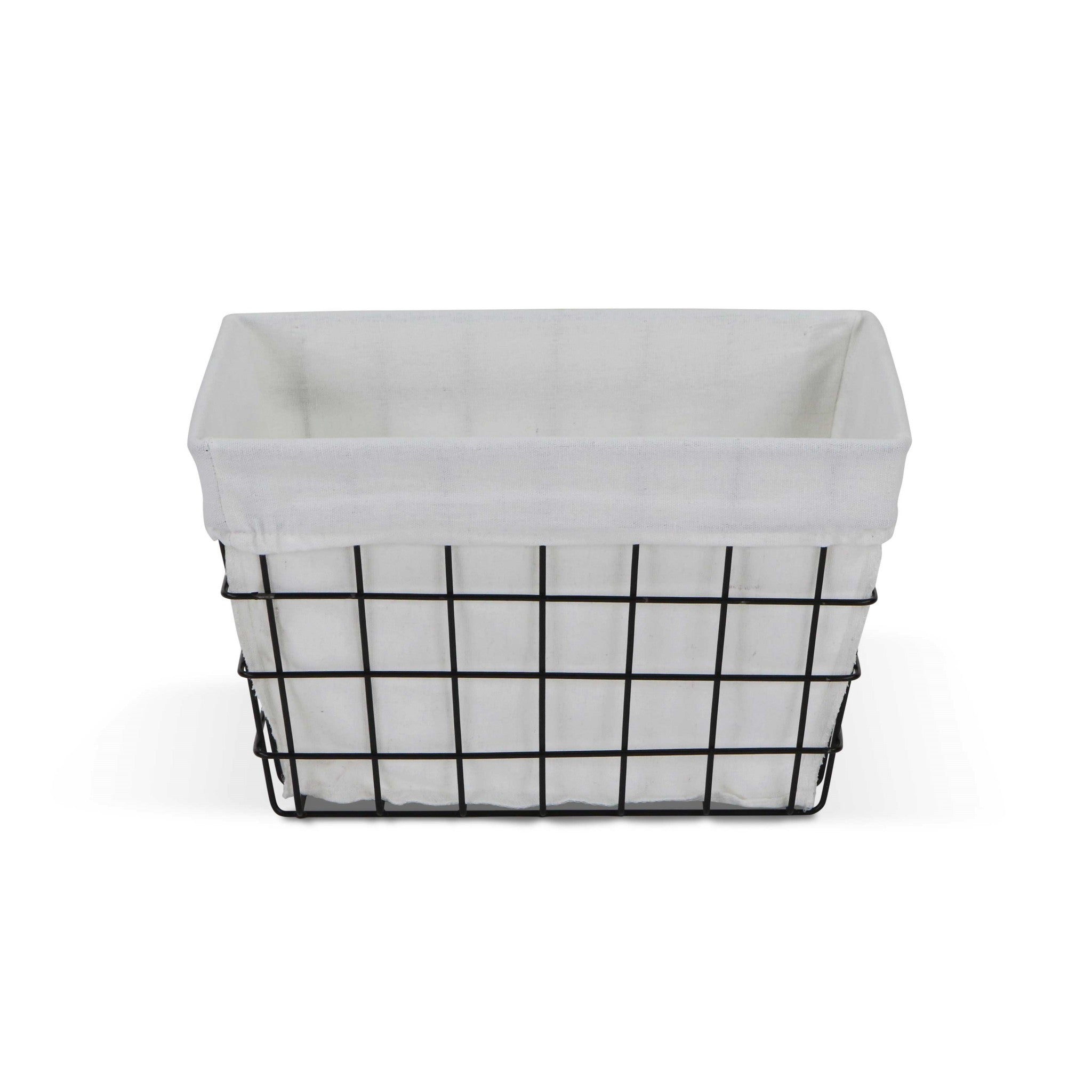 Rectangular White Lined And Metal Wire Storage