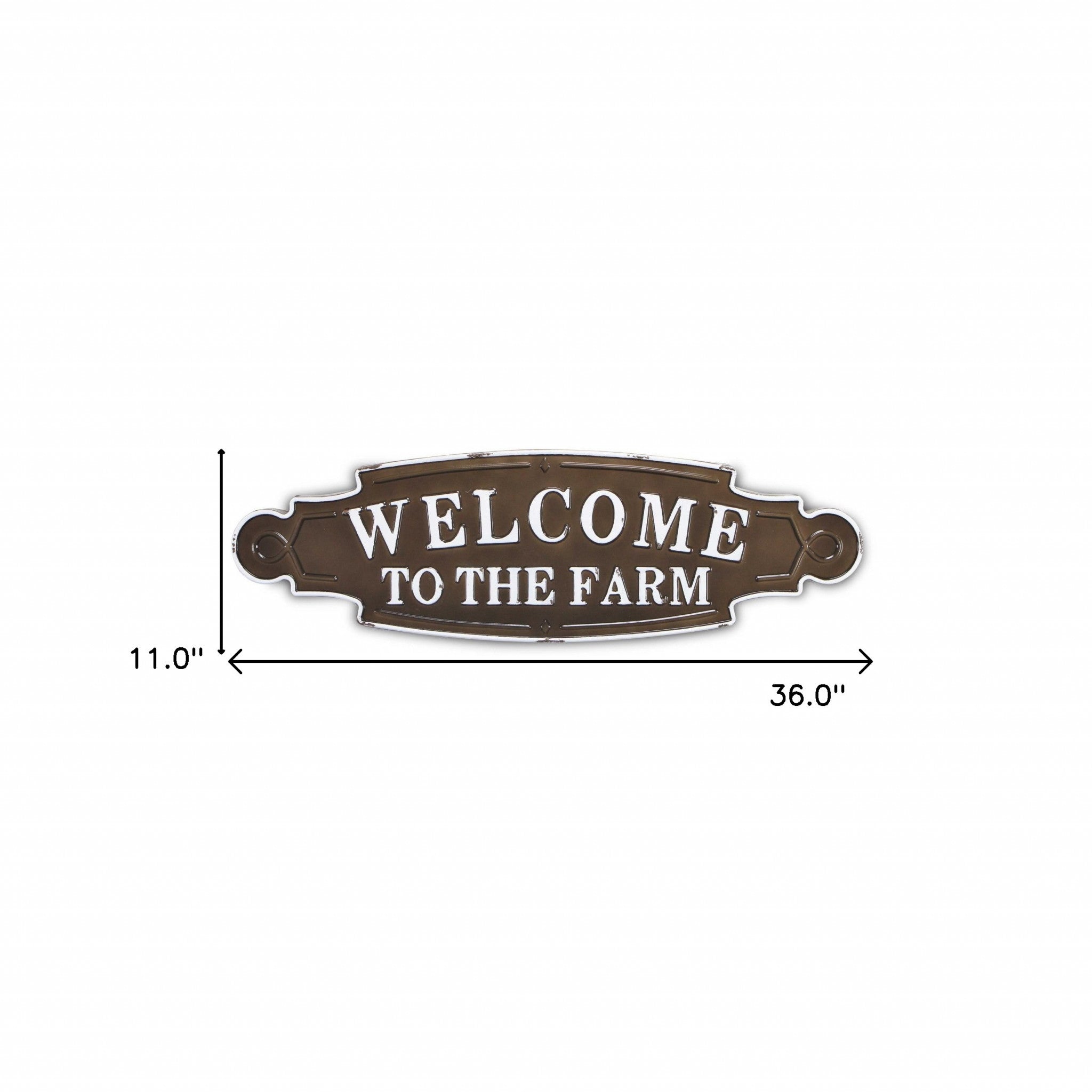 Welcome To The Farm Lacquered Black And White Metal Wall Art