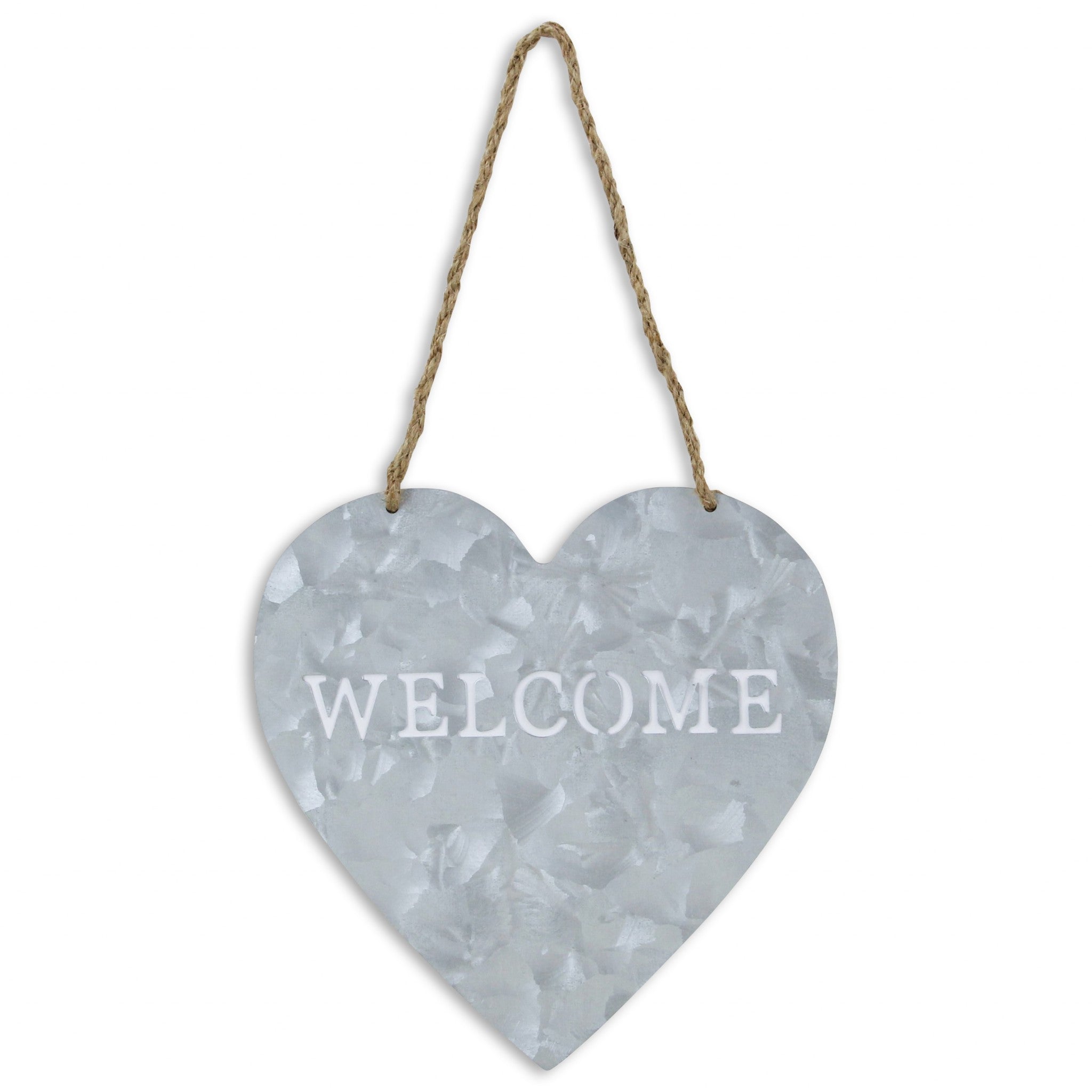 Welcome Gray Galvanized Metal Wall Art