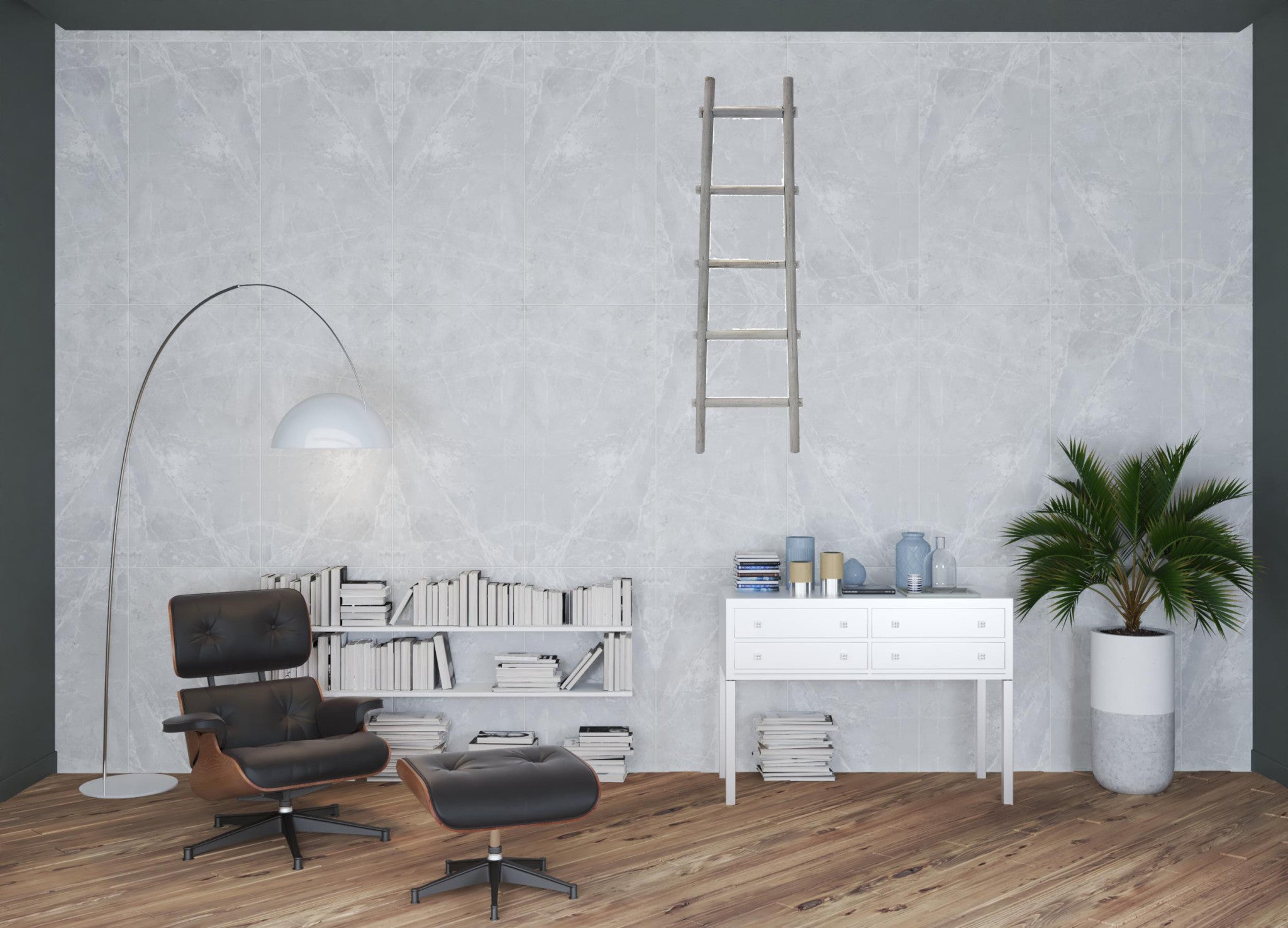 5 Step Grey Decorative Ladder Shelve