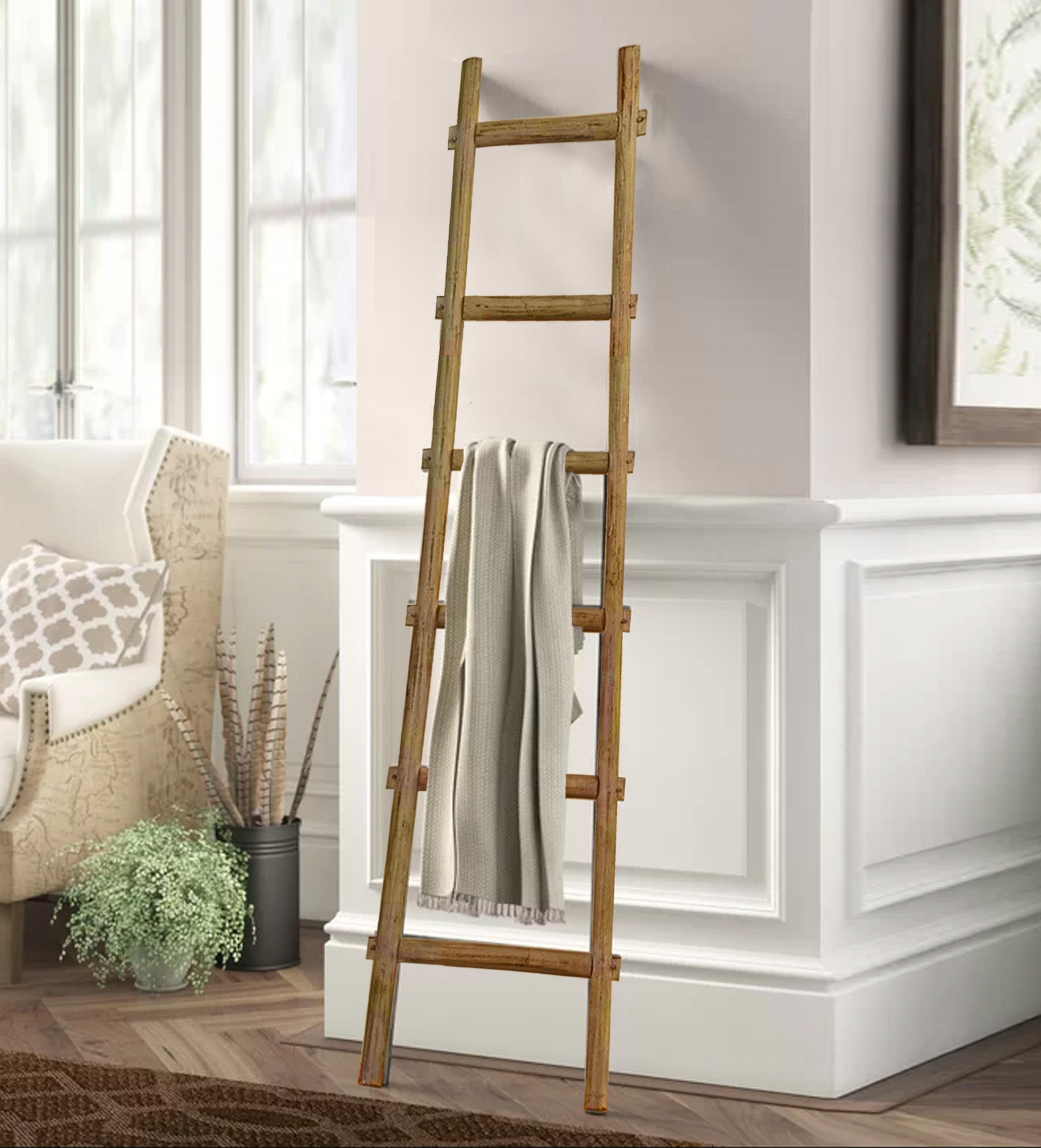 6 Step Brown Decorative Ladder Shelve