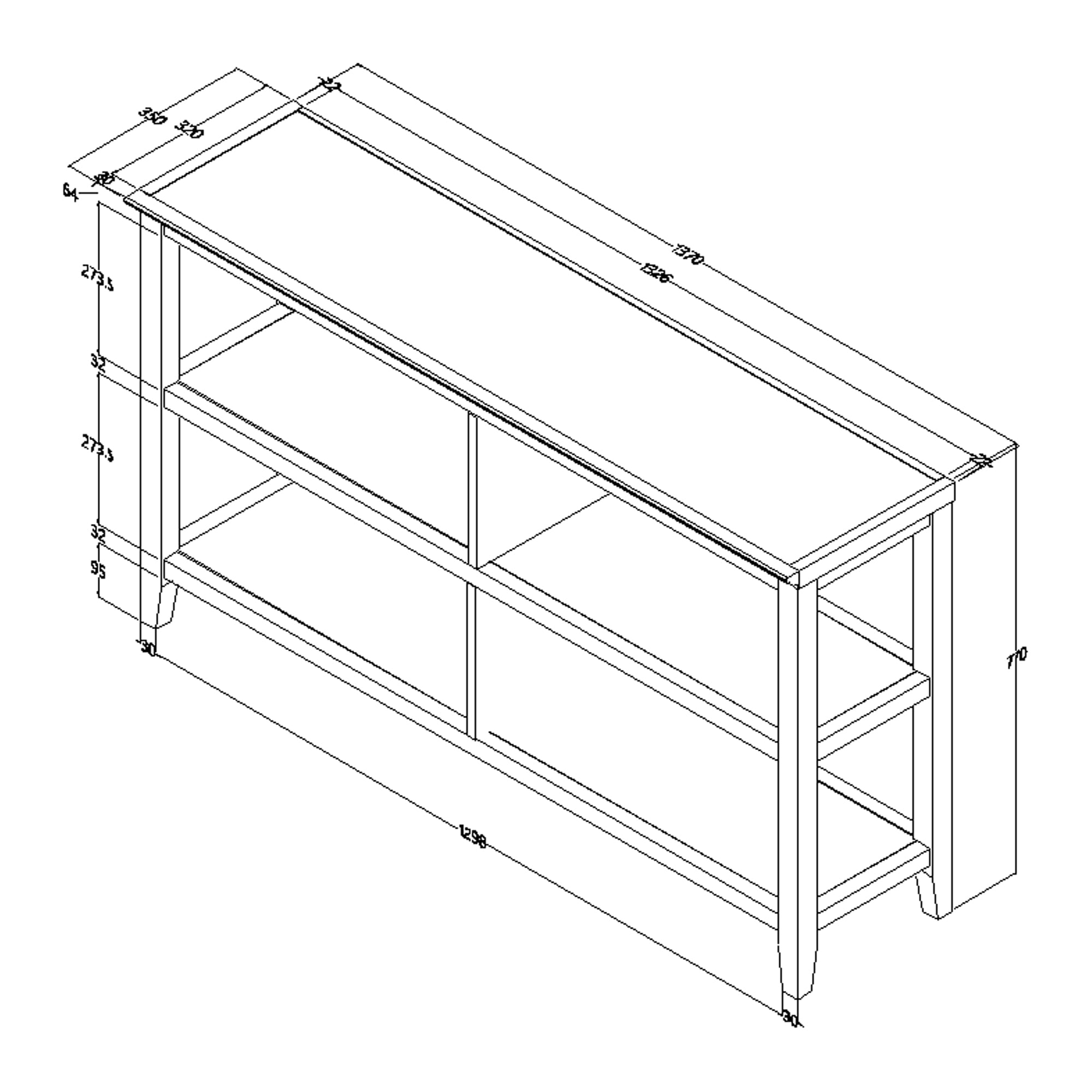 30" Bookcase With 2 Shelves In Washed Grey