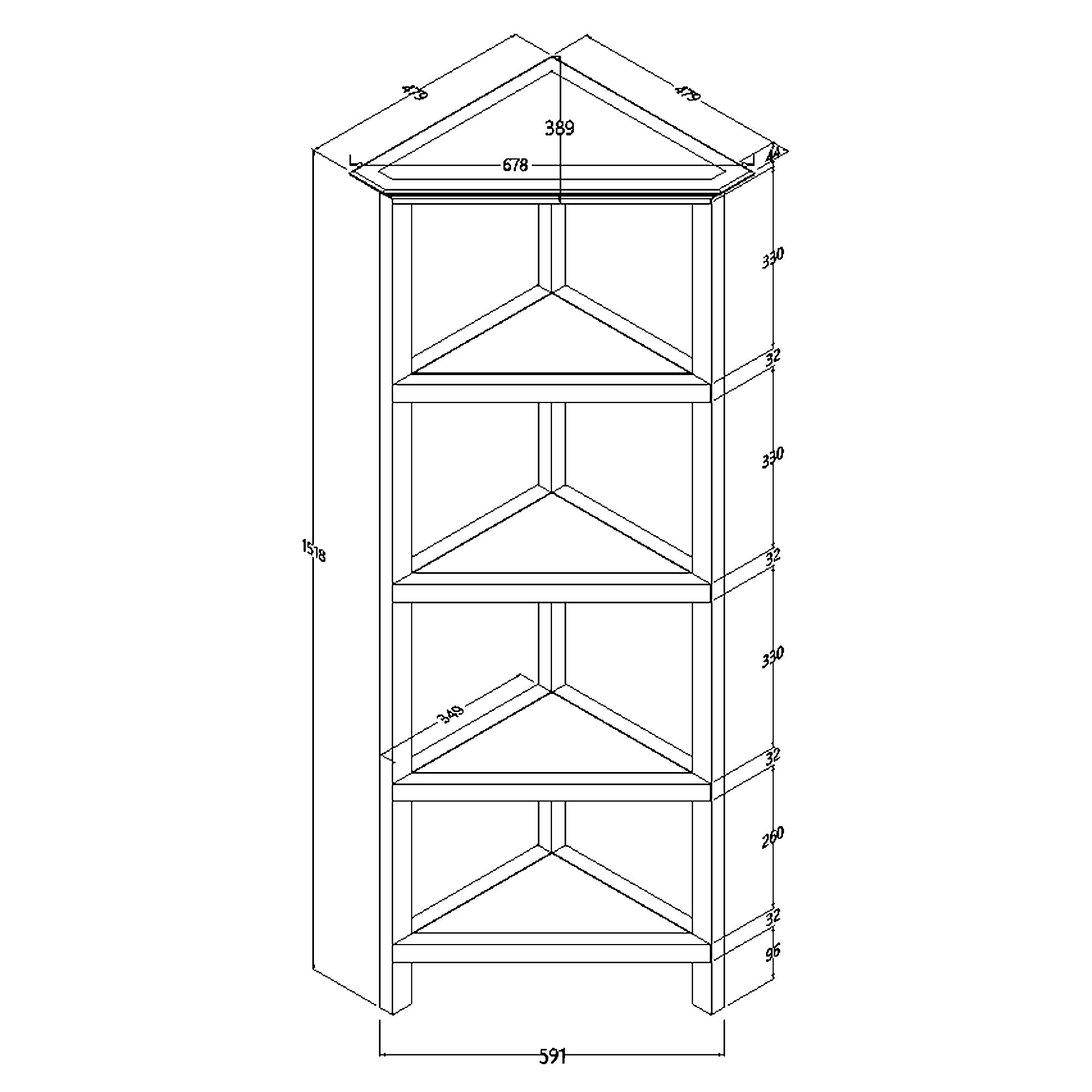 60" Bookcase With 2 Shelves In Washed Grey