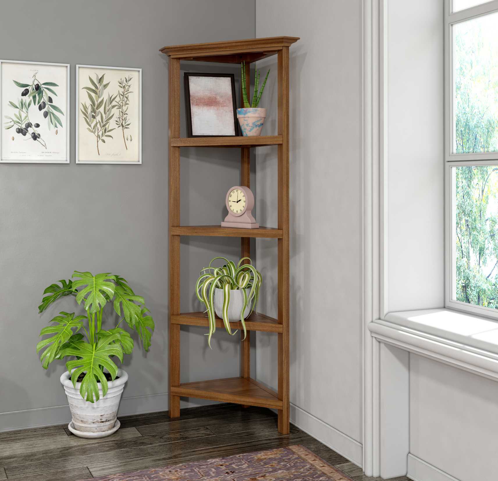 60" Bookcase With 4 Shelves In Walnut