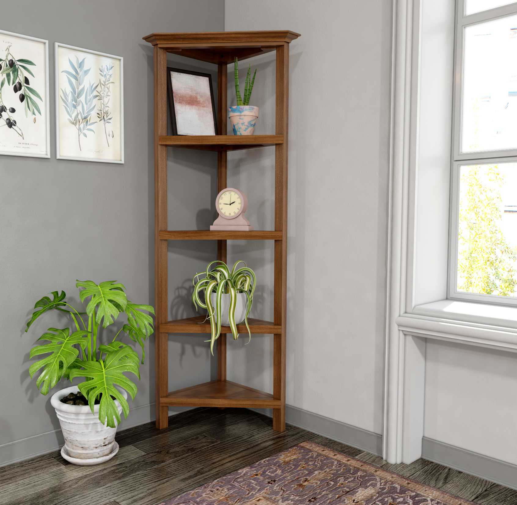 60" Bookcase With 4 Shelves In Walnut