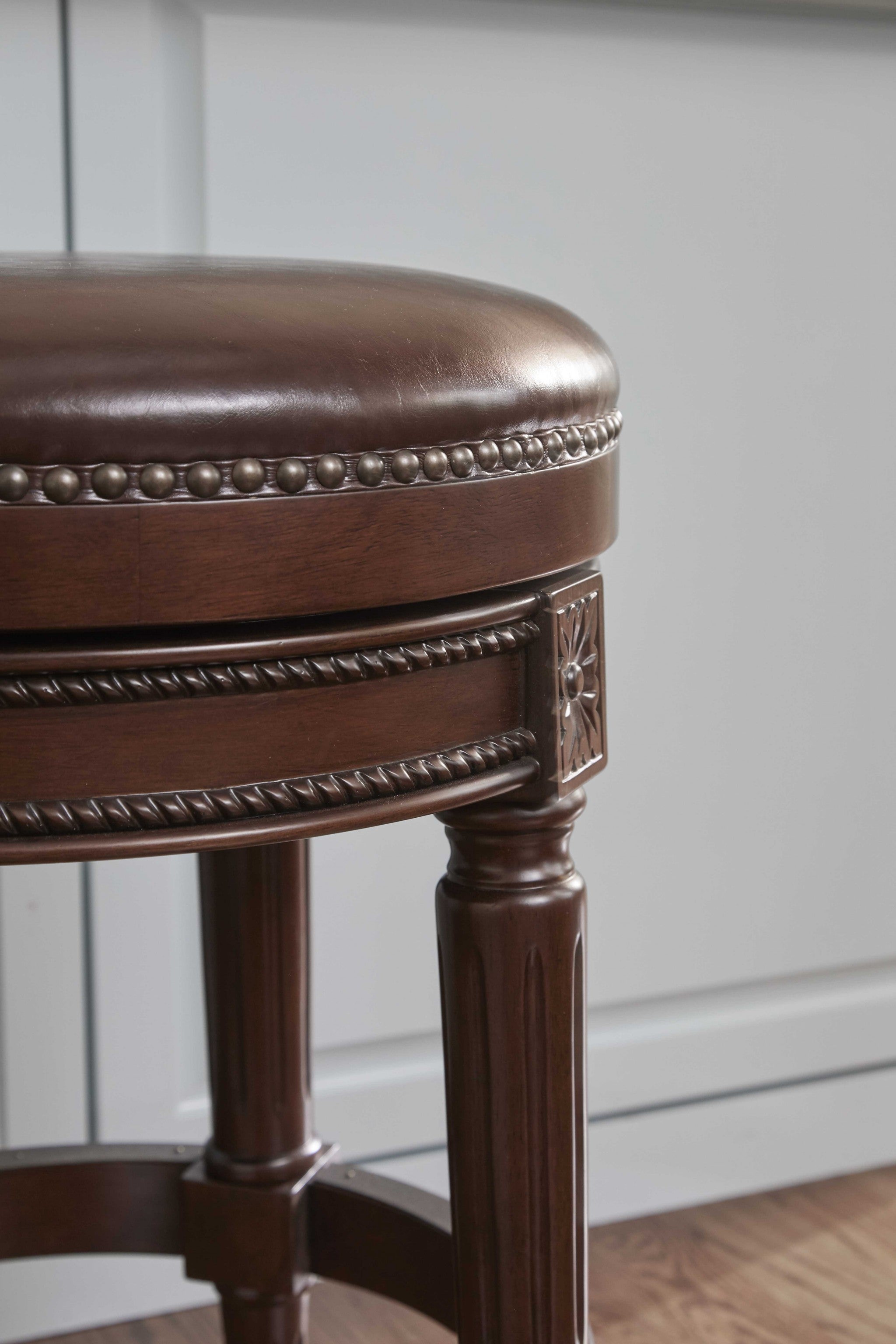 Counter Height Stool In Distressed Walnut Finished