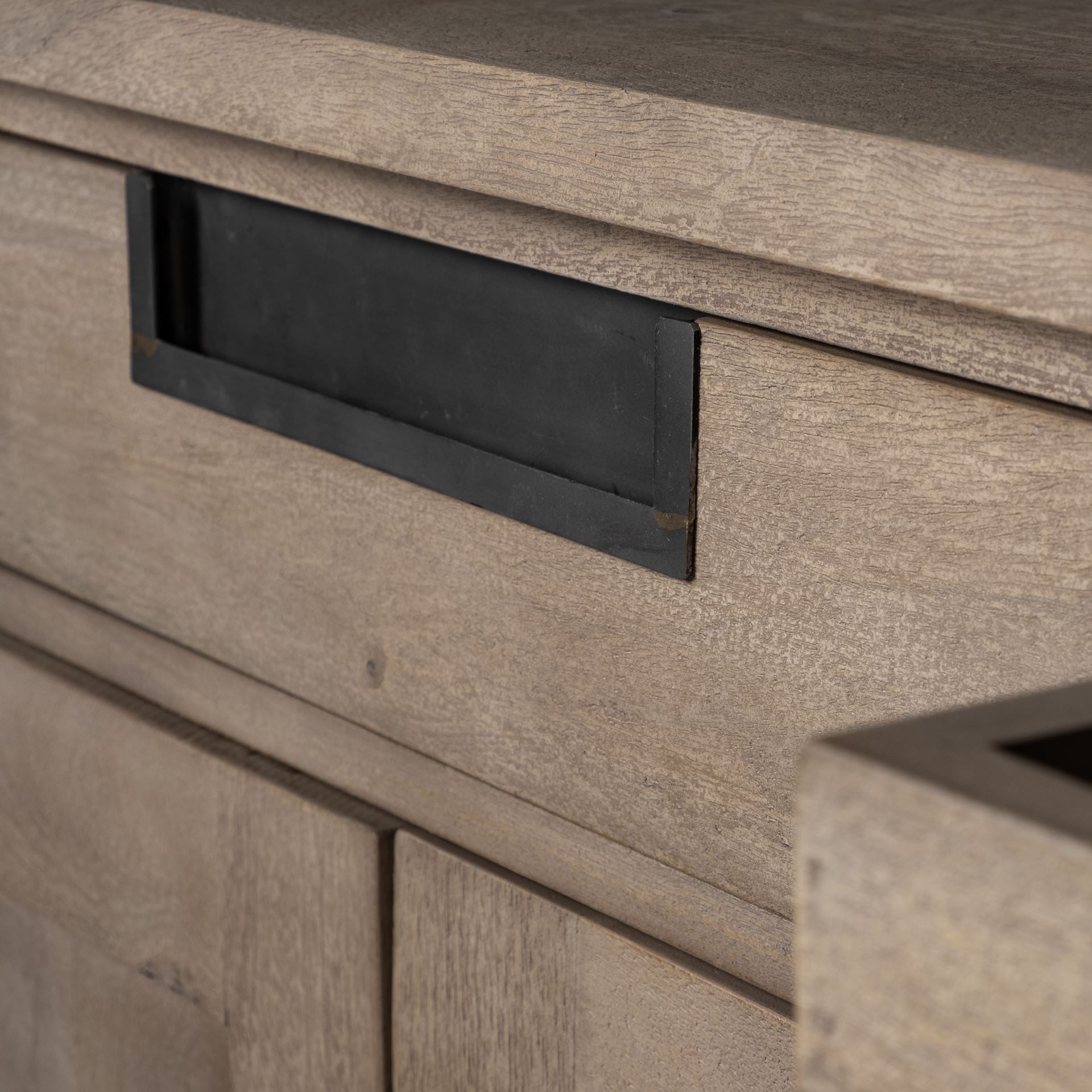 Brown Solid Mango Wood Sideboard With 3 Cabinets And 3 Drawers