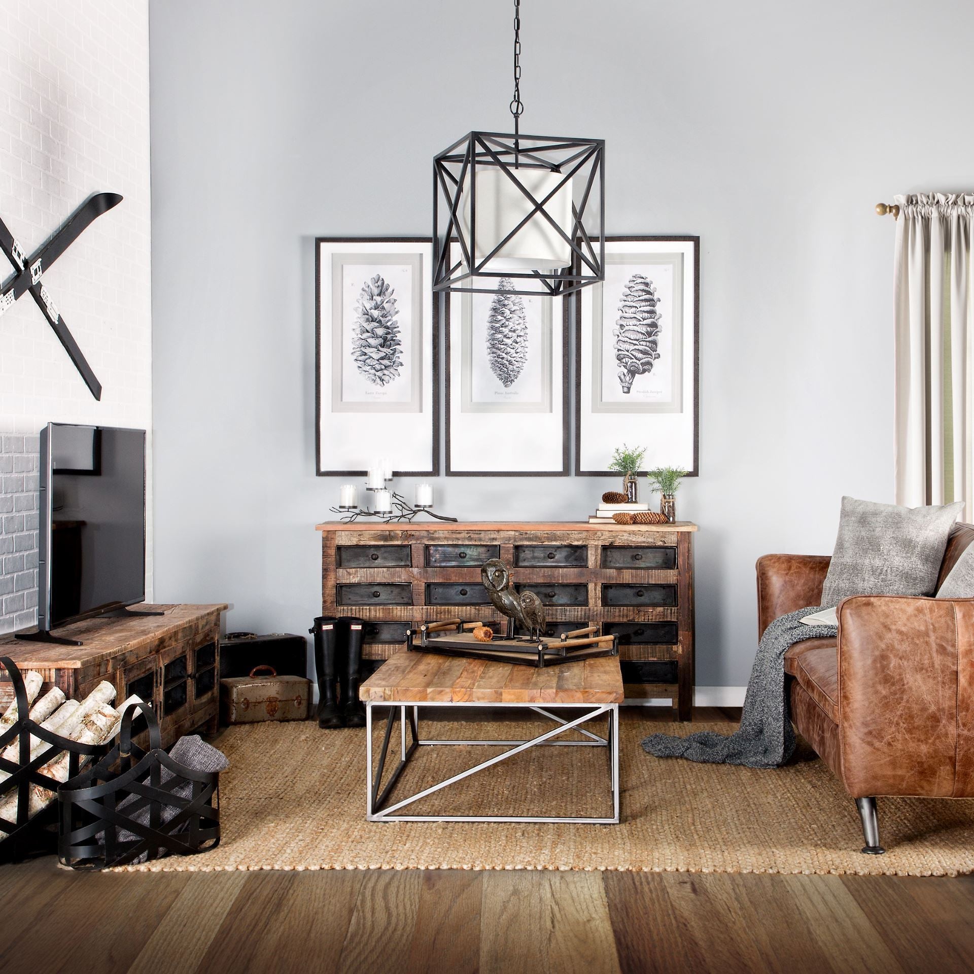 Brown Reclaimed Hardwood Sideboard With 16 Pull Out Drawers